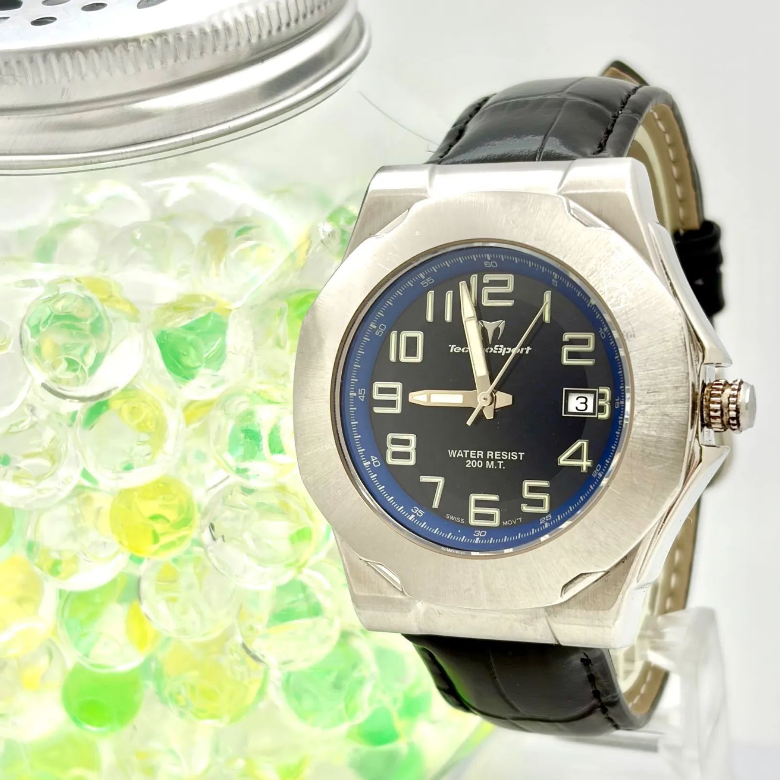 【新品電池】TechnoSport テクノスポーツ TechnoMarine テクノマリーン メンズ 腕時計 シルバー ネイビー 00192 新品ベルト