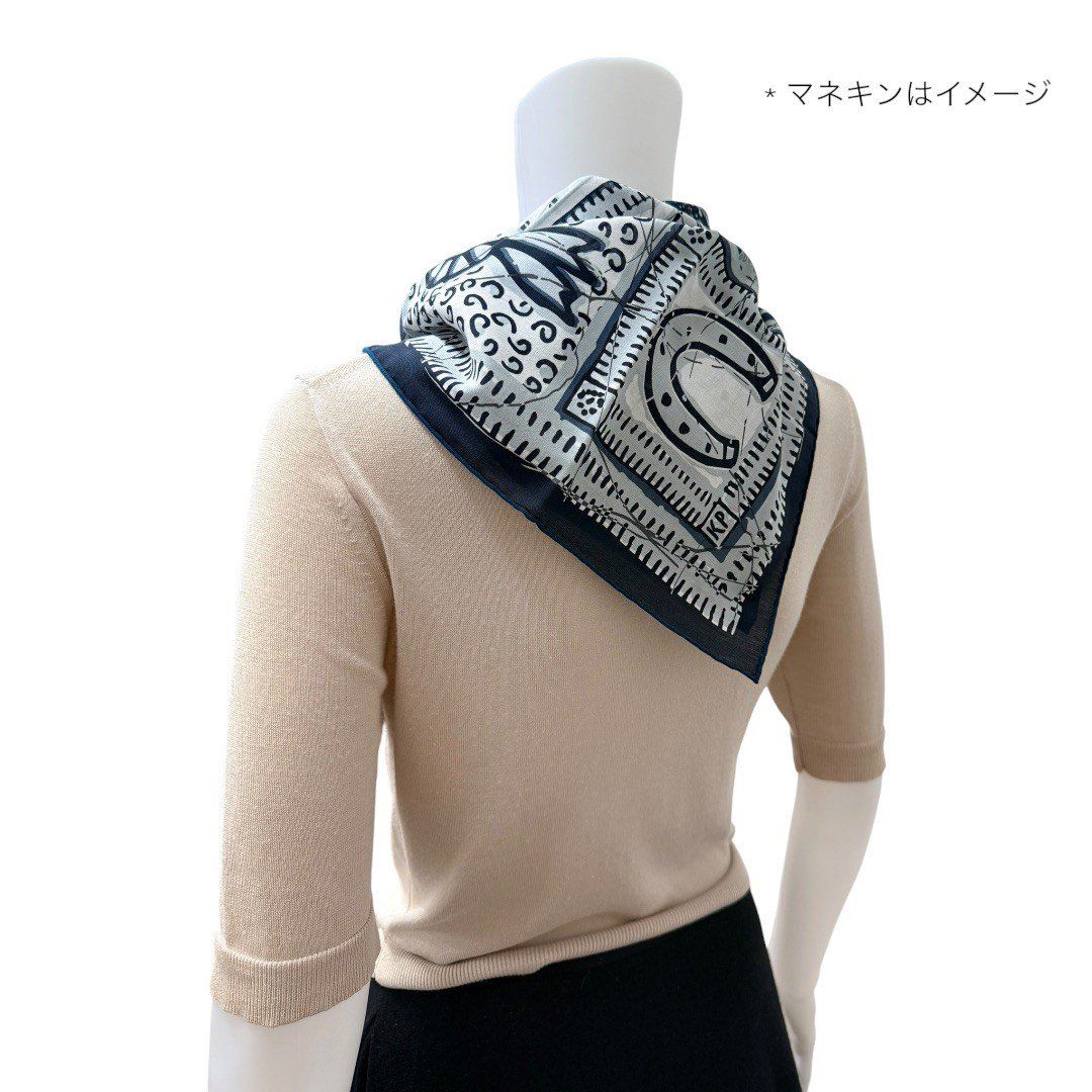 新品未使用】 エルメス カレ65 Le Boubou H スカーフ ネイビー メンズ