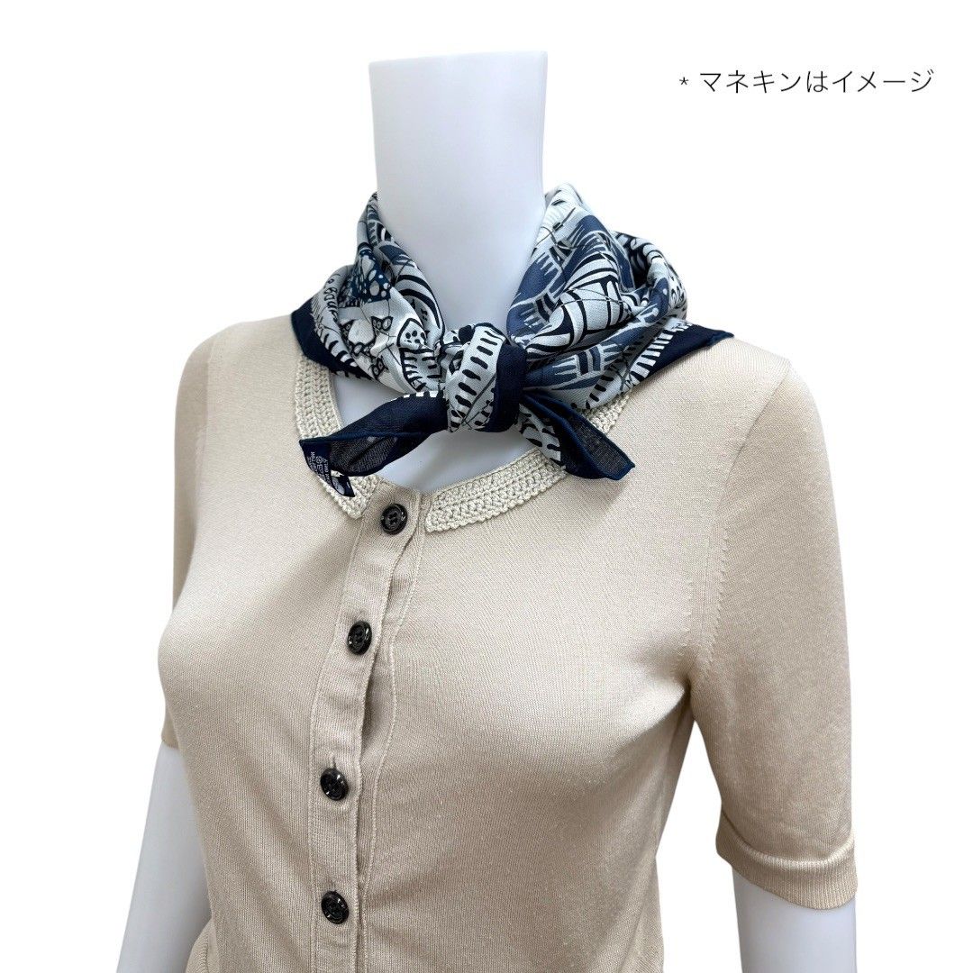 新品未使用】 エルメス カレ65 Le Boubou H スカーフ ネイビー メンズ