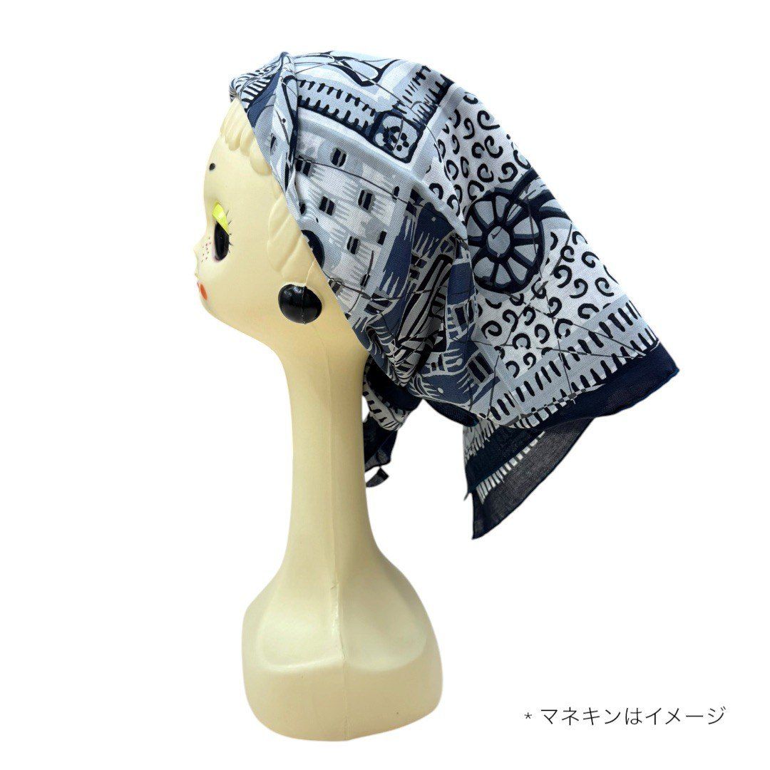 HERMES エルメスカレ65 Le Boubou Hスカーフ コットン 箱付 新品未使用】 エルメス カレ65 Le Boubou H スカーフ ネイビー メンズ