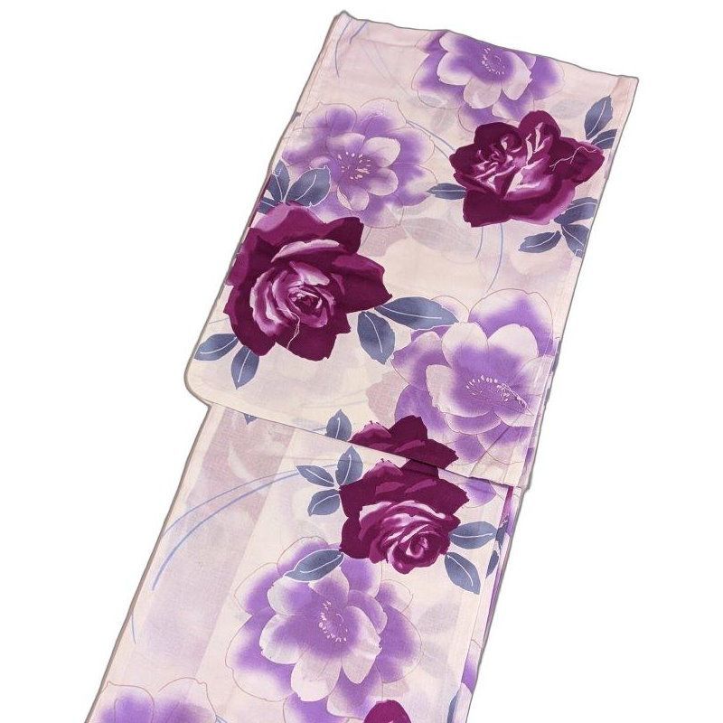 浴衣 4点セット (白地に薔薇柄) 浴衣/帯/下駄/巾着 上質 上品 大人 浴衣 兵児帯 レディース 女性 和装 デート お祭り 夏祭り 花火 浴衣 4点セット (白地に薔薇柄) 浴衣/帯/下駄/巾着 上質 上品 大人 浴衣 兵児帯 レディース 女性 和装 デート お祭り 夏祭り 花火
