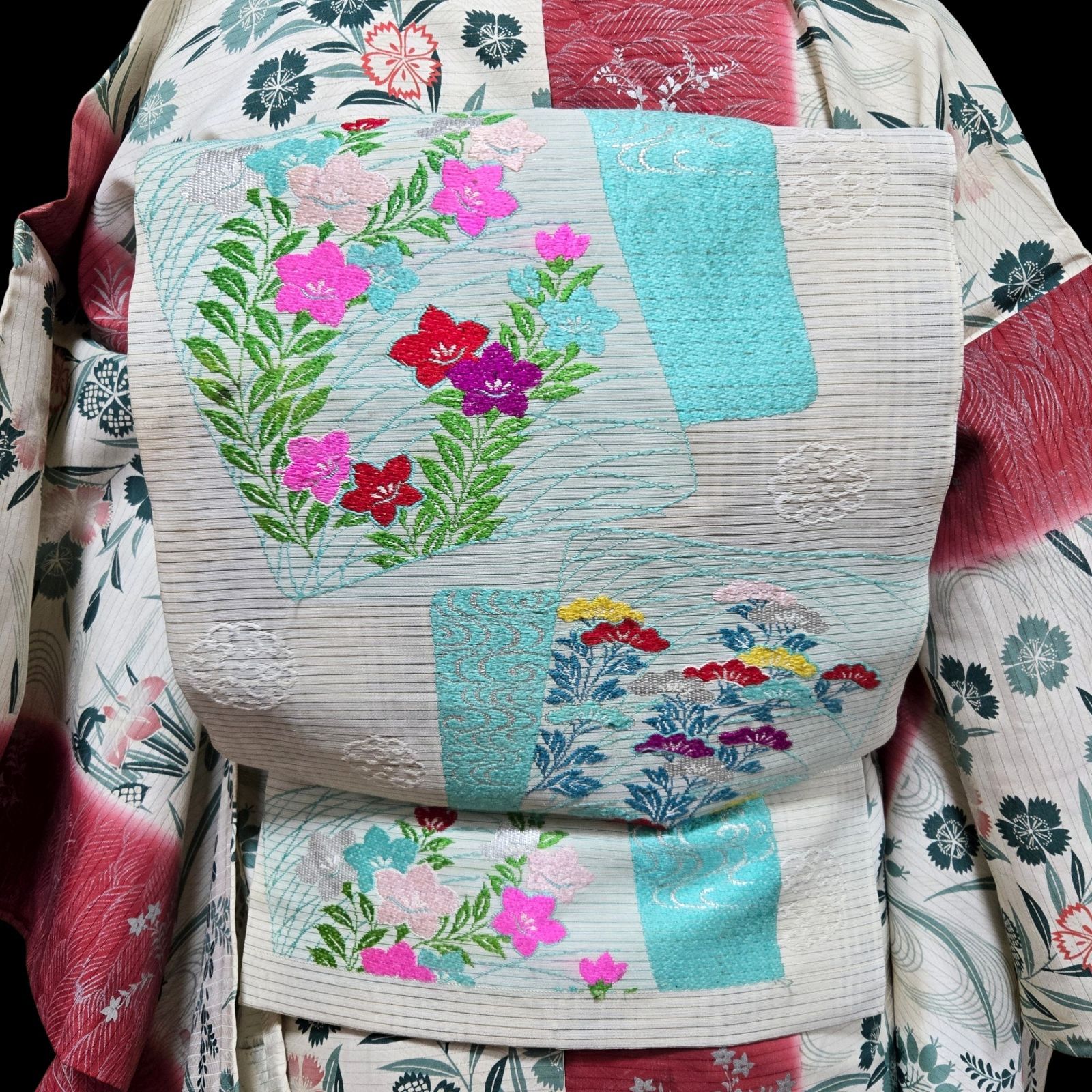 アンティーク夏名古屋帯 絽 撫子 桔梗 萩 - メルカリ