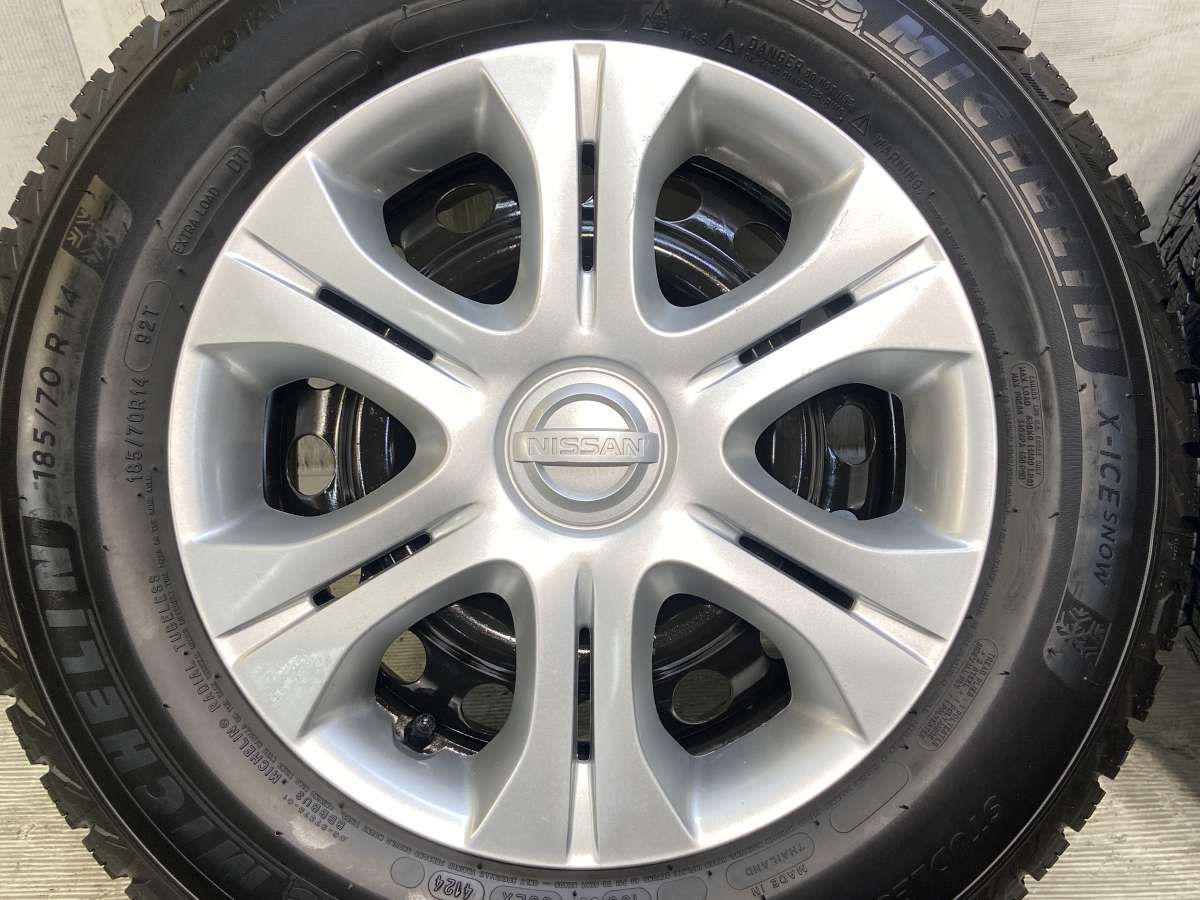 185/70R14 ミシュラン X-ICE SNOW 日産純正 14x5.5 100-4穴 中古タイヤ 