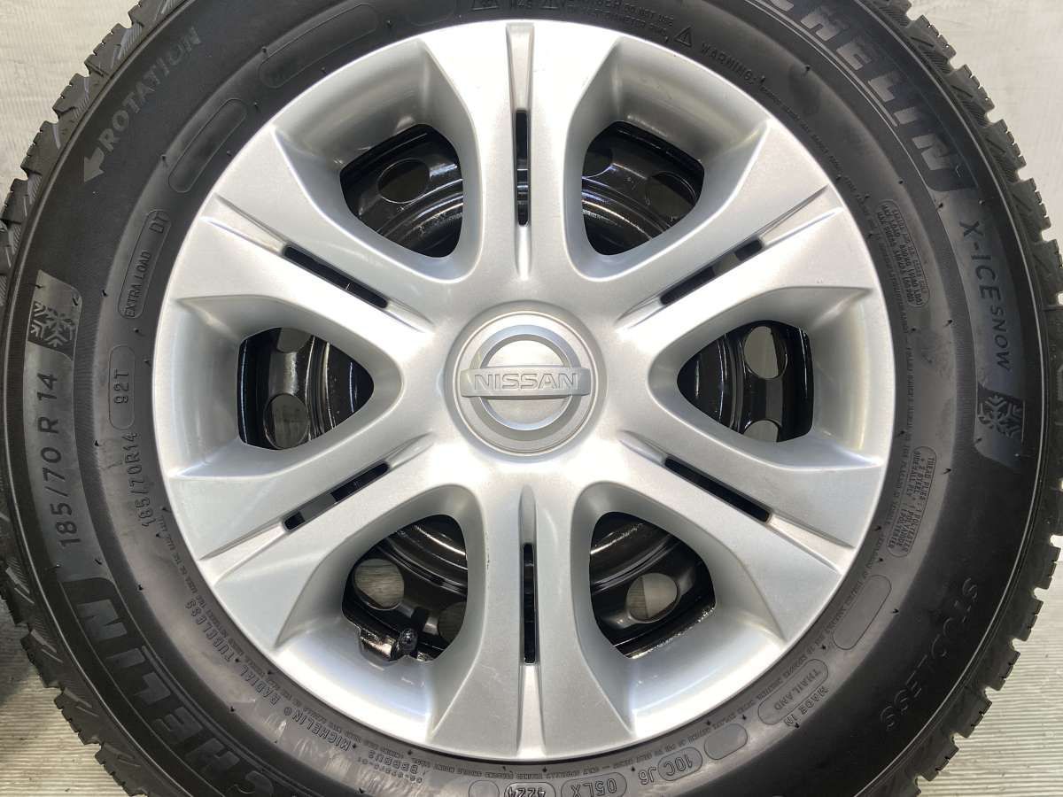 185/70R14 ミシュラン X-ICE SNOW 日産純正 14x5.5 100-4穴 中古タイヤ 