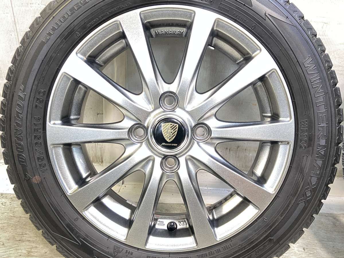 155/65R14 ダンロップ ウィンターマックス WM02 MANARAY SPORT 14x4.5