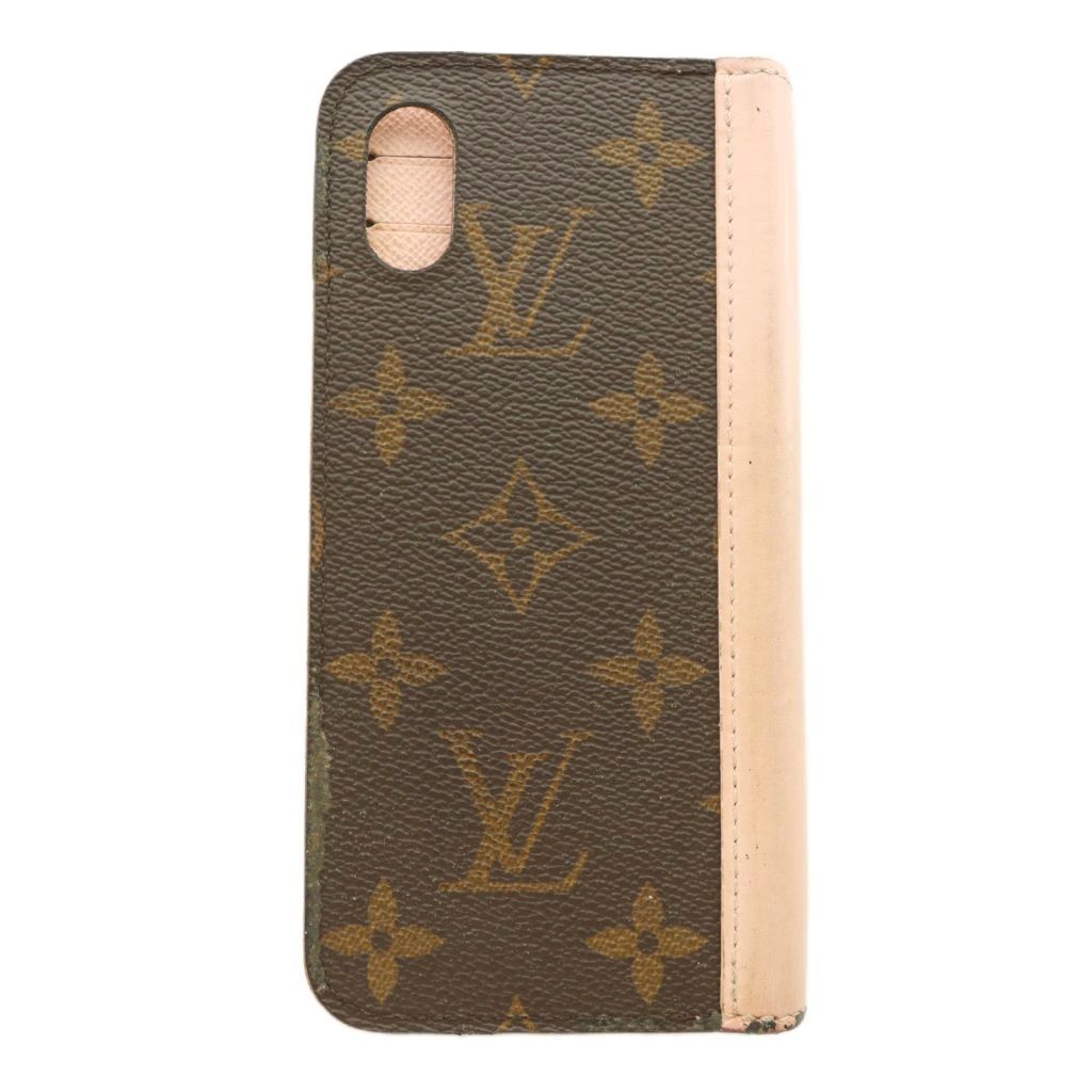 ルイヴィトン LOUIS VUITTON iPhone X/XS アイフォンケース モノグラム キャンバス 手帳型 スマホケース 茶 ブラウン ピンク /BB ■OH ■GY11
