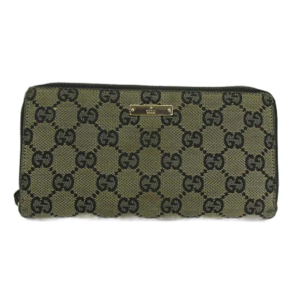 グッチ GUCCI 長財布 GGキャンバス レザー ラウンドファスナー 総柄