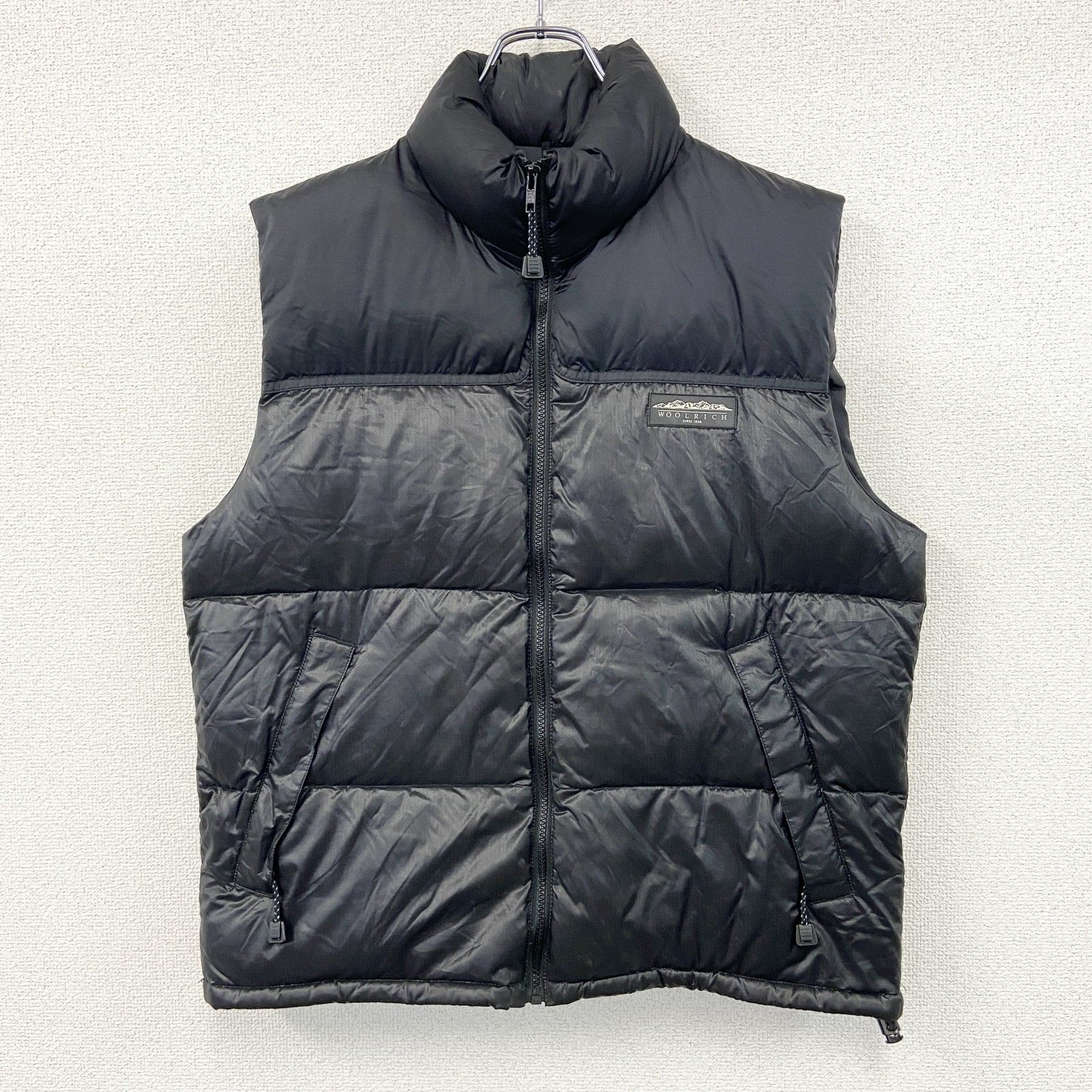 WOOLRICH ウールリッチ　ブラックダウンベスト S 90s WOOLRICH ウールリッチ フルジップダウンベスト 素材切り替え ワン