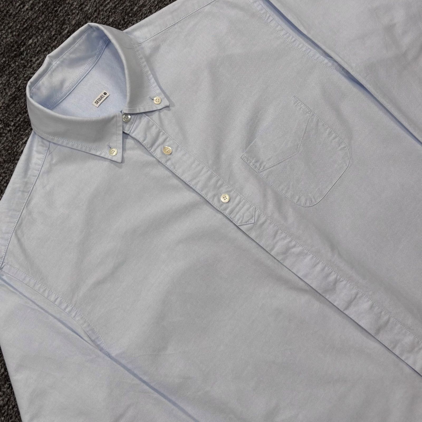 極美品 SEQUEL SQ-25SS-SH-02 OXFORD FLYFRONT SHIRT BLUE M