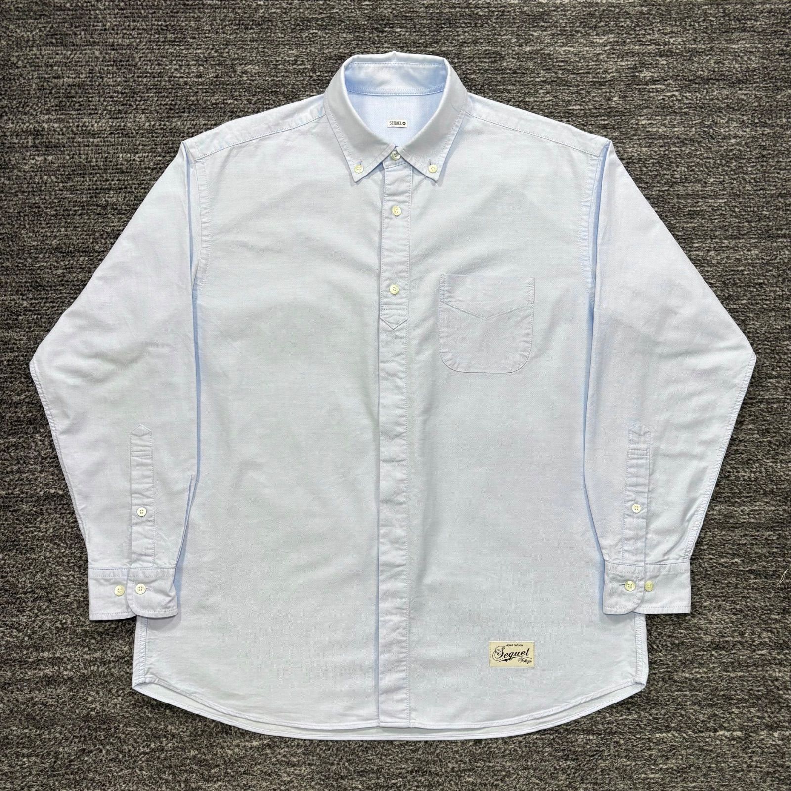 極美品 SEQUEL SQ-25SS-SH-02 OXFORD FLYFRONT SHIRT BLUE M