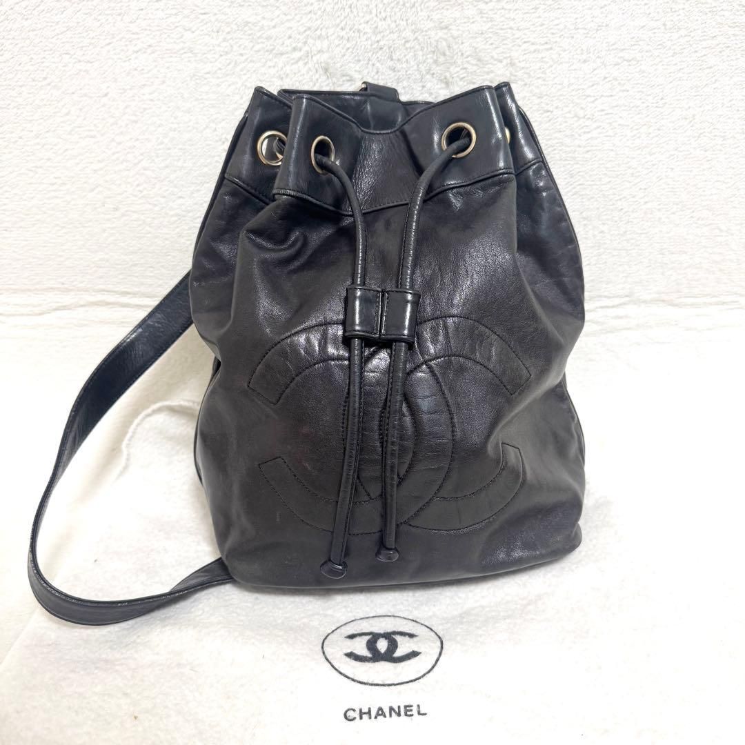 美品】CHANEL シャネル ショルダーバッグ ラムスキン ココマーク 巾着