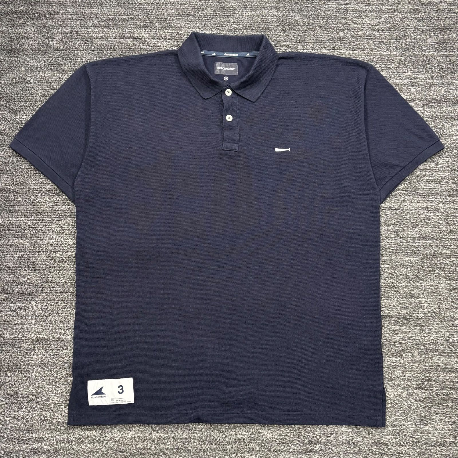 極美品 DESCENDANT CACHALOT POLO SS NAVY 3 ディセンダント ポロシャツ ネイビー