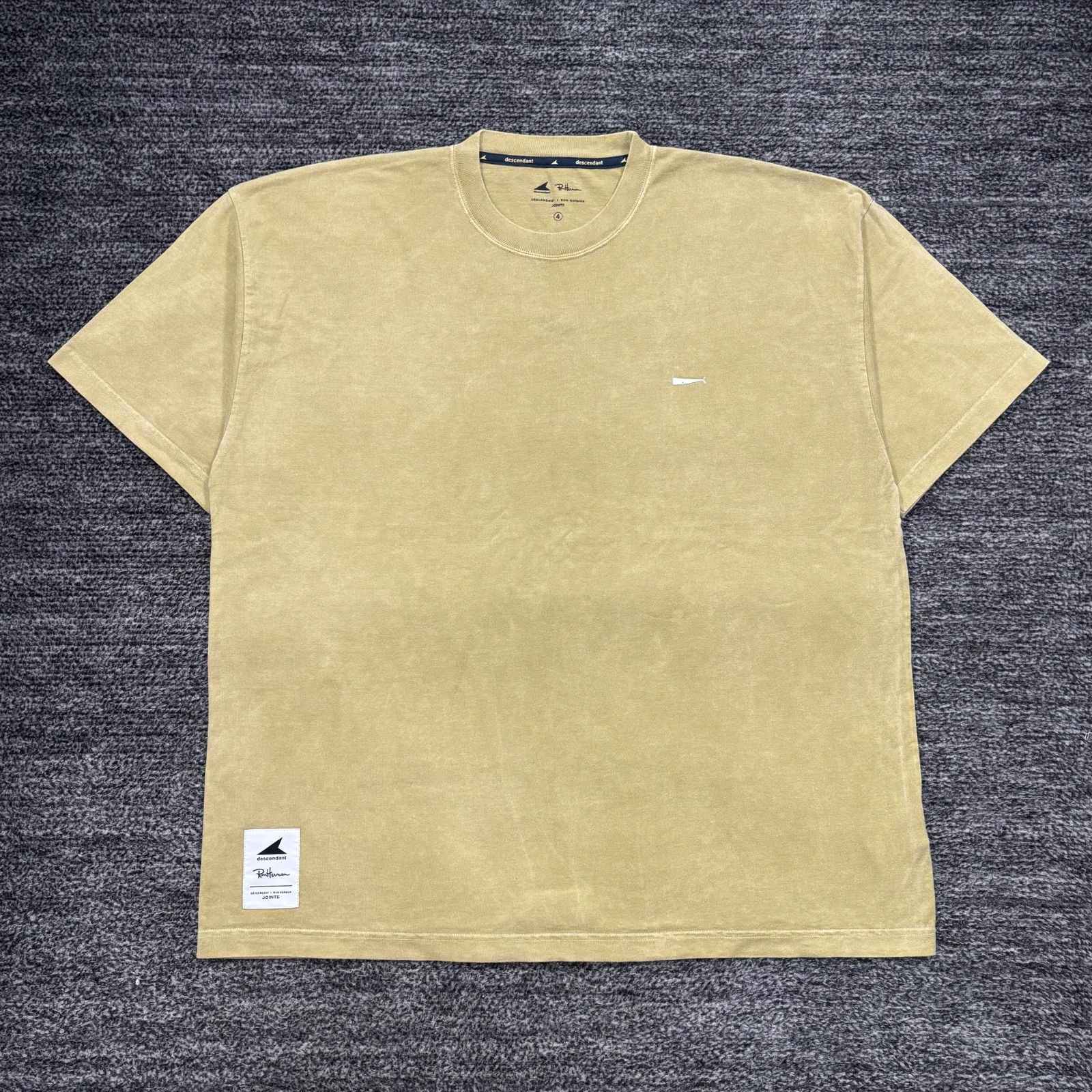 美品 DESCENDANT Ron Herman PIGMENT DYE CACHALOT SS GREEN 4 ディセンダント ロンハーマン ピグメントダイ Tシャツ グリーン