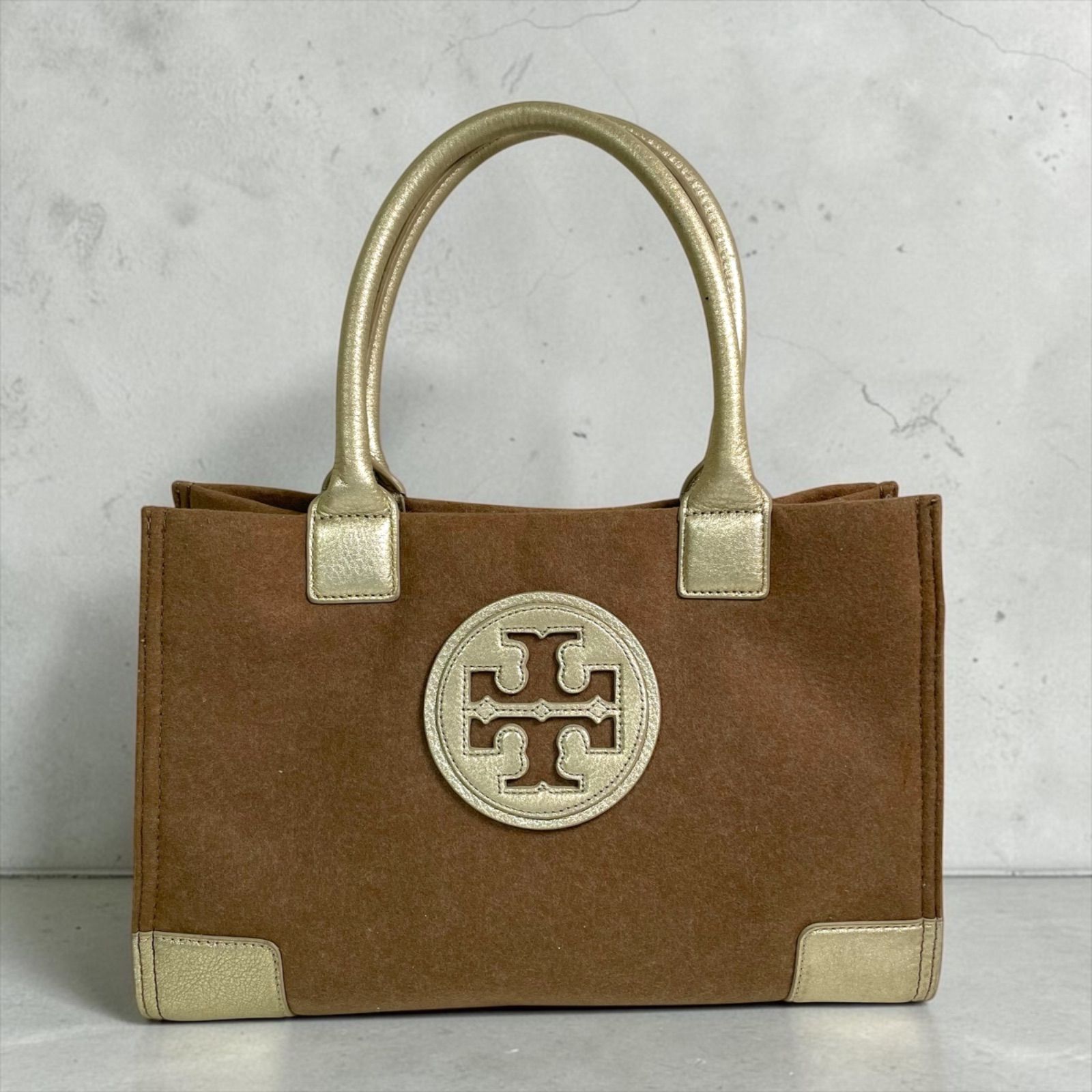 Tory Burch トートバッグ ブラウン ゴールド - メルカリ