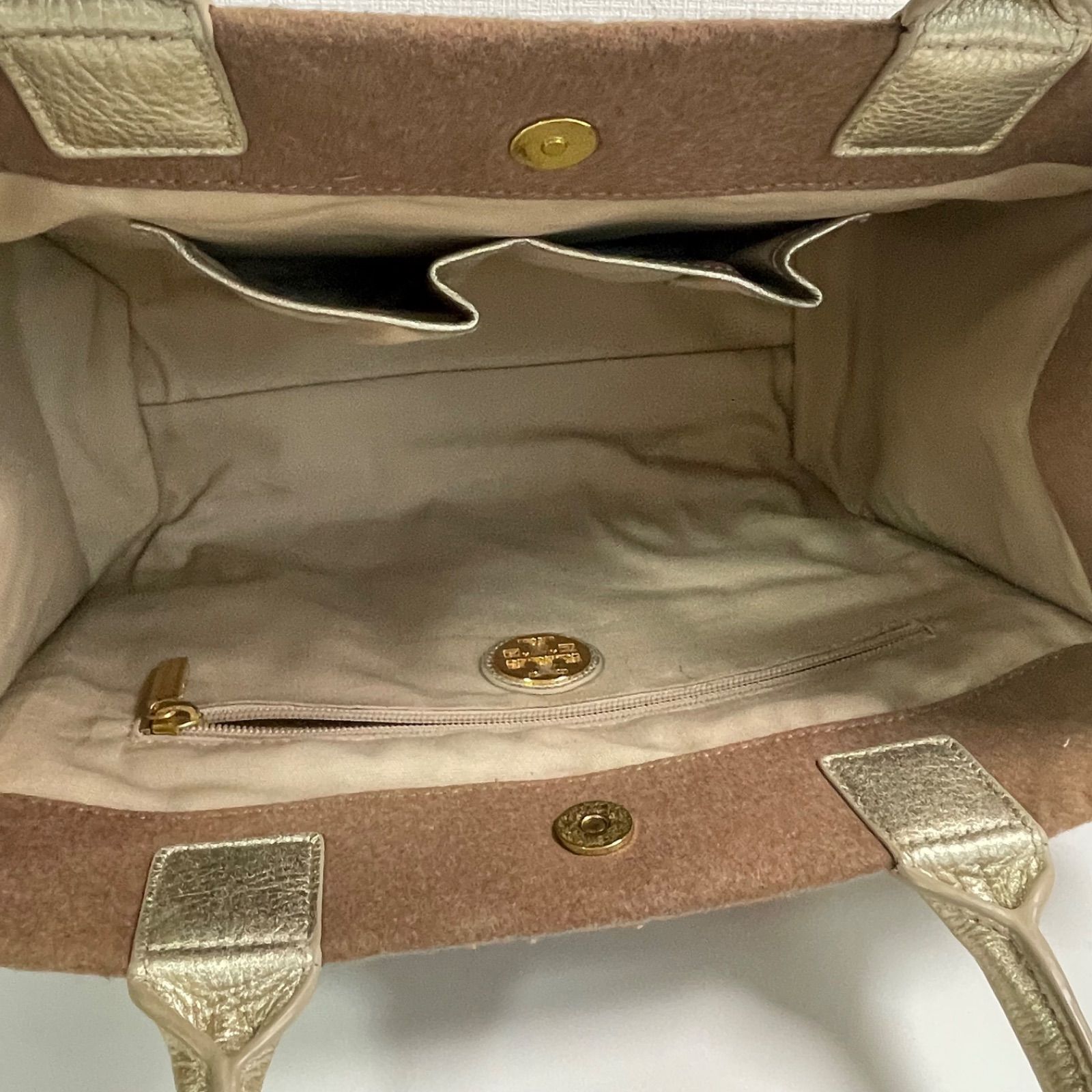 Tory Burch トートバッグ ブラウン ゴールド - メルカリ