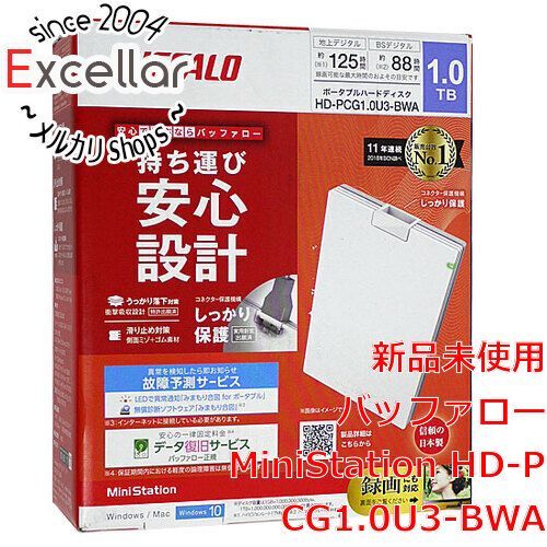 [bn:10] 【新品訳あり(箱きず・やぶれ)】 BUFFALO製PortableHD　HD-PCG1.0U3-BWA　1.0TB