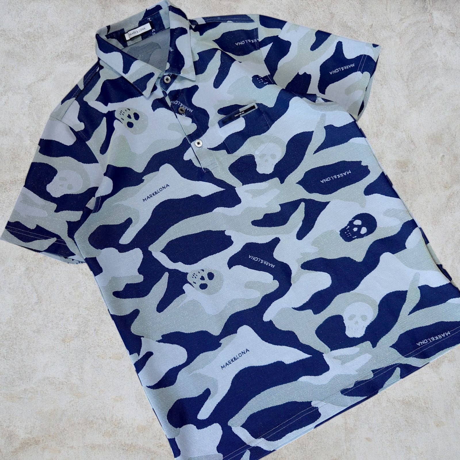 極美品 MARK&LONA GOLF カモ柄 ポロシャツ スカルカモ ショート
