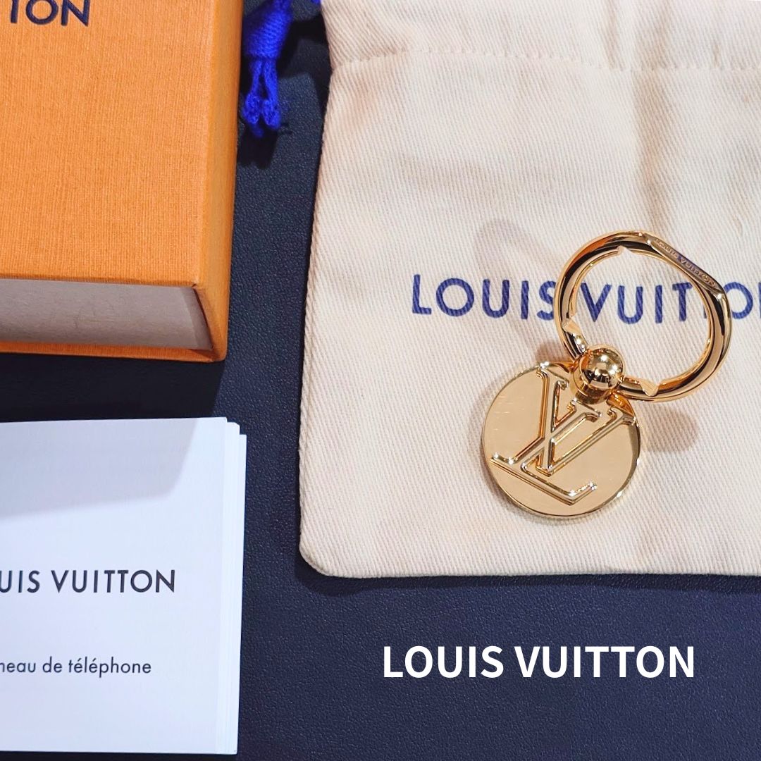 LOUIS VUITTON ルイヴィトン フォンリング ルイーズ LV ロゴ スマホリング バンカーリング スマホスタンド ゴールド M64290