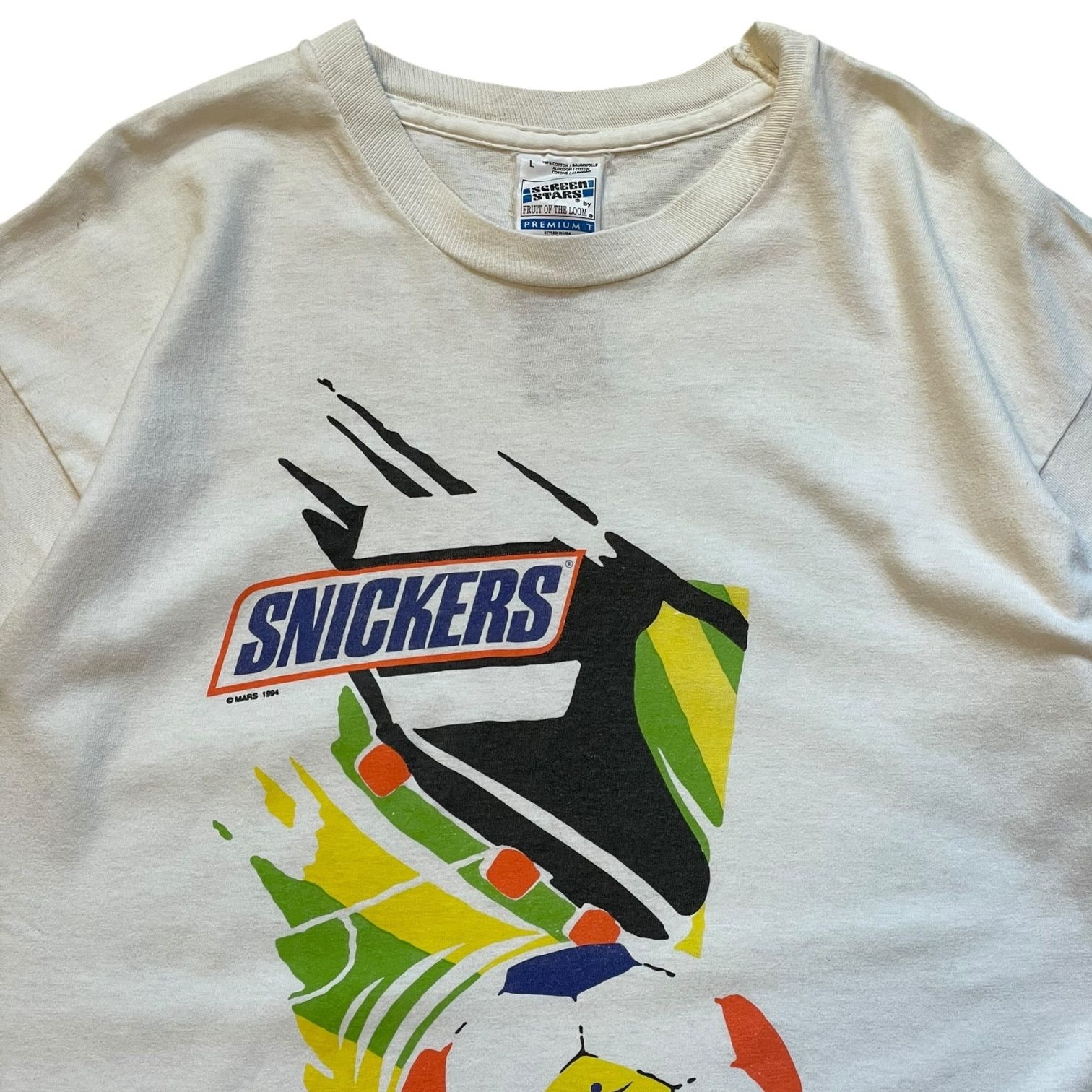 90s EURO SNICKERS “FIFA” Print S/S Tee 白 L スニッカーズ 企業 ワールドカップ ユーロ Tシャツ