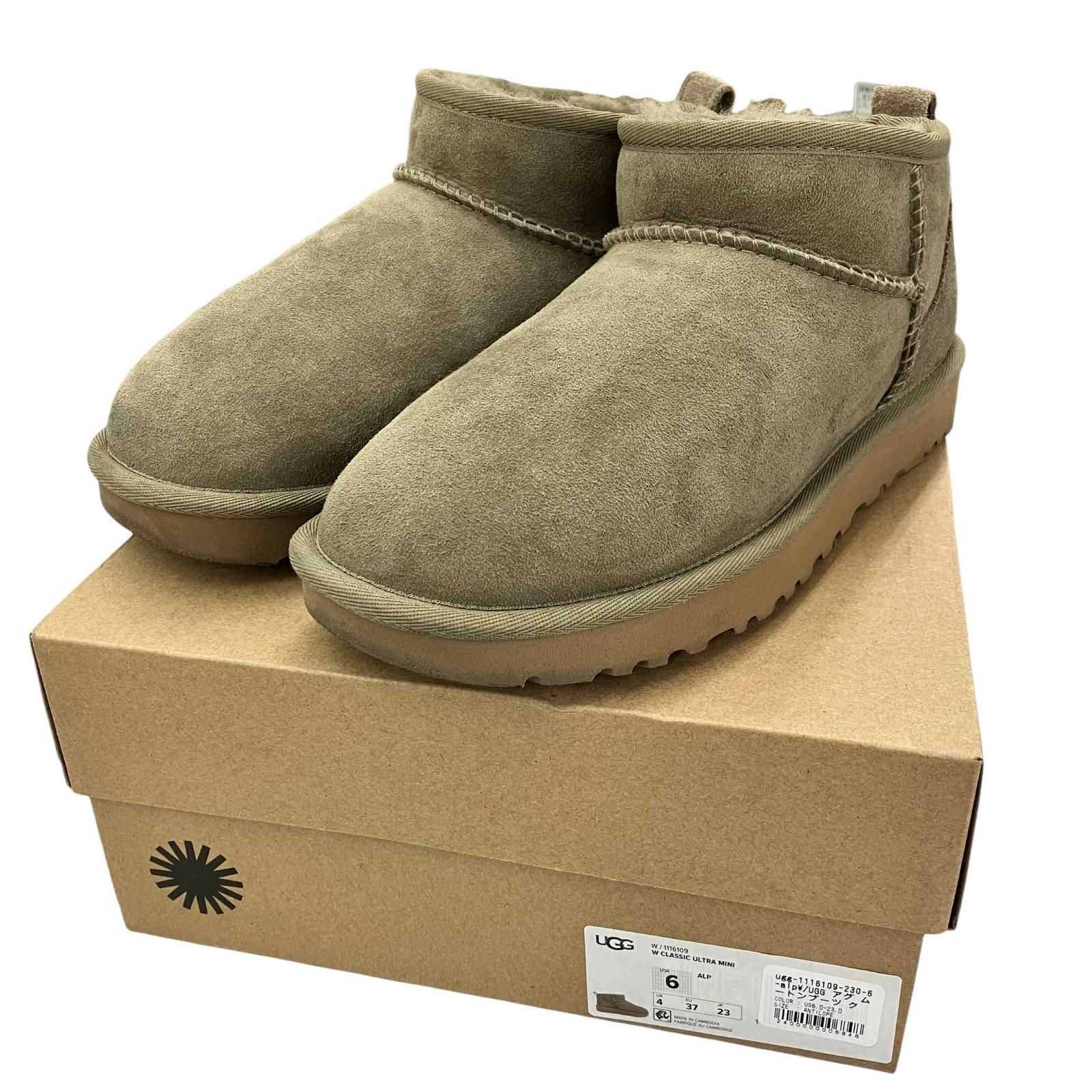 186001 現状品 UGG アグ Classic Ultra Mini ムートンブーツ 23cm ベージュ系