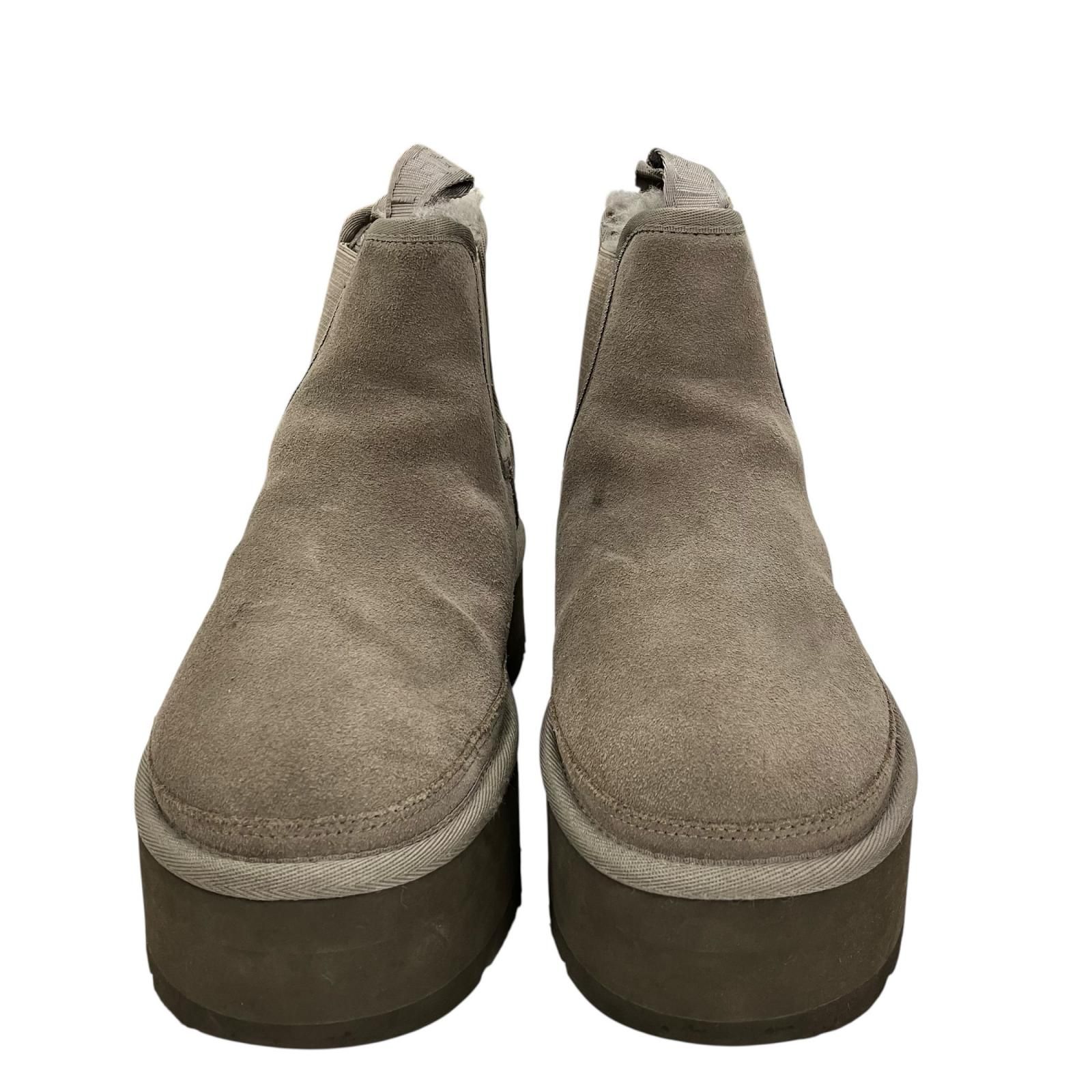 186000 現状品 UGG アグ Neumel Platform Chelsea ムートンブーツ 24cm グレージュ系