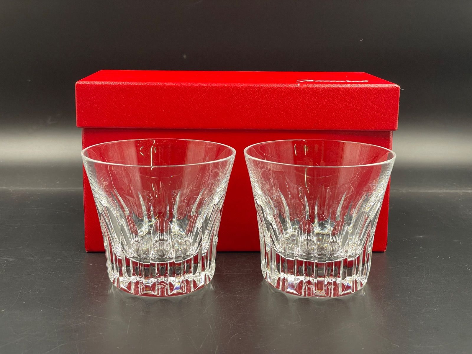 H-06009 Baccarat バカラ ロックグラス 2客 箱付き 極美品