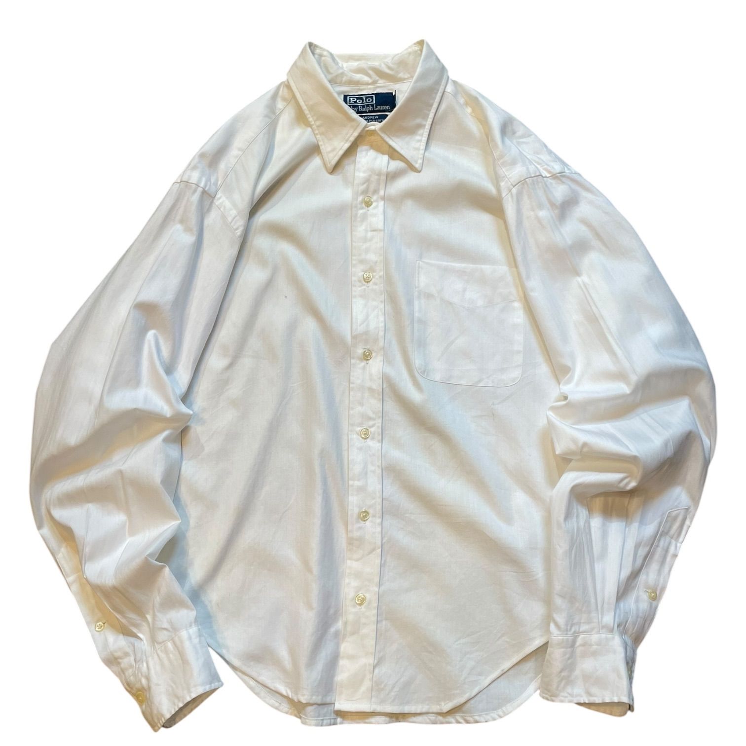 Polo by Ralph Lauren “ANDREW” L/S Shirt 白 16 1/2 ラルフローレン アンドリュー ヘリンボーン 長袖シャツ