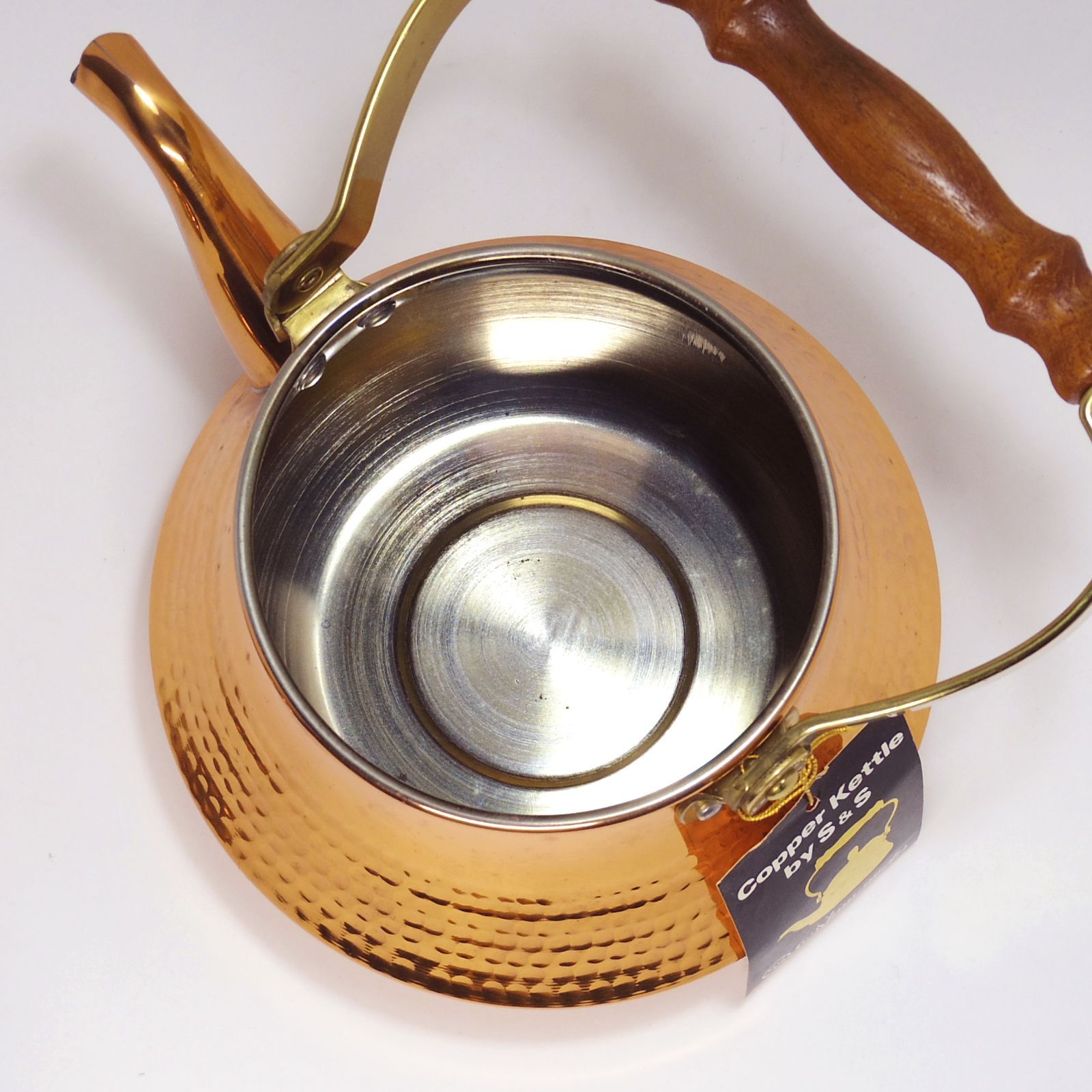 島本製作所 SS コッパーケトル 木製ハンドル 純銅槌目やかん 薬缶 1.8L
