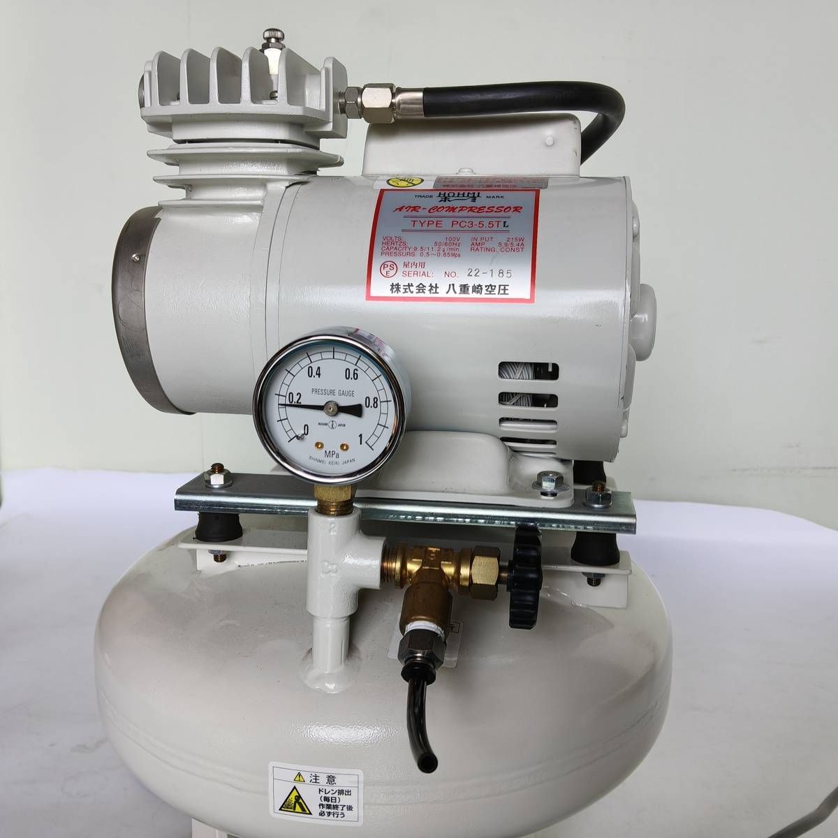 【動作確認済】八重崎空圧 小型オイルレスコンプレッサー 5.5L PC3-5.5TL