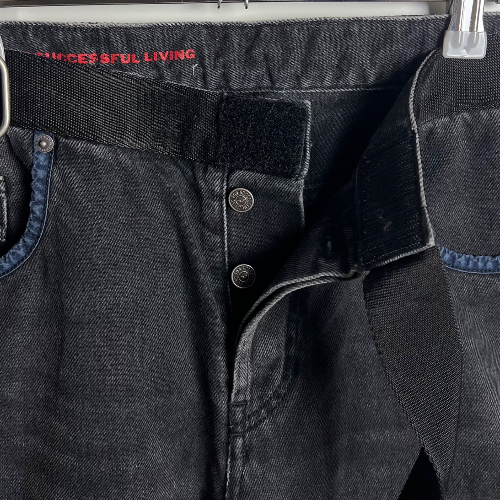 DIESEL 2020 D-VIKER-SP2 black denim jeans w32 ディーゼル 切替