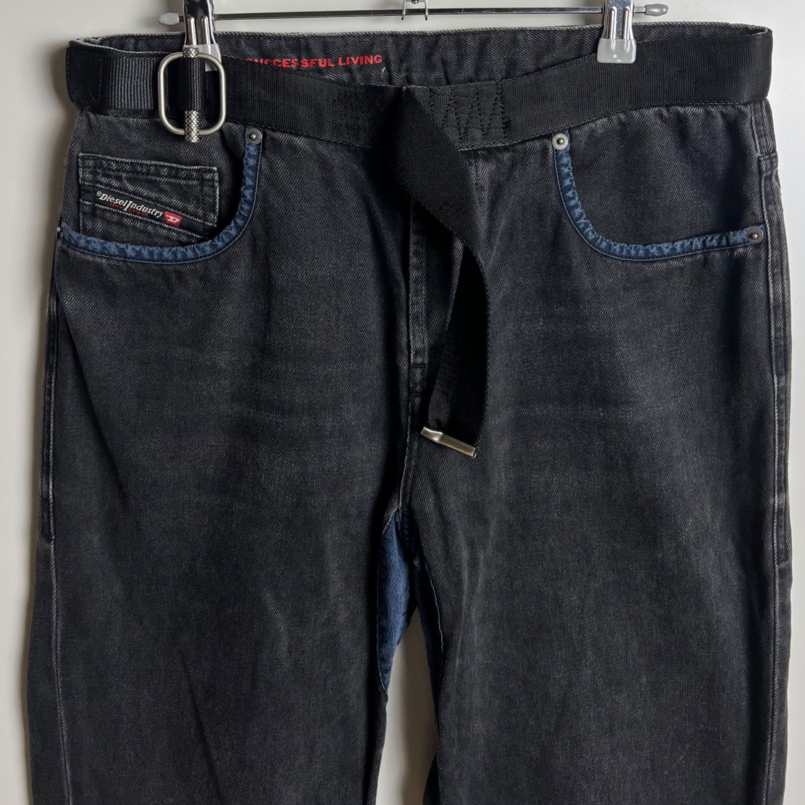 DIESEL 2020 D-VIKER-SP2 black denim jeans w32 ディーゼル 切替 