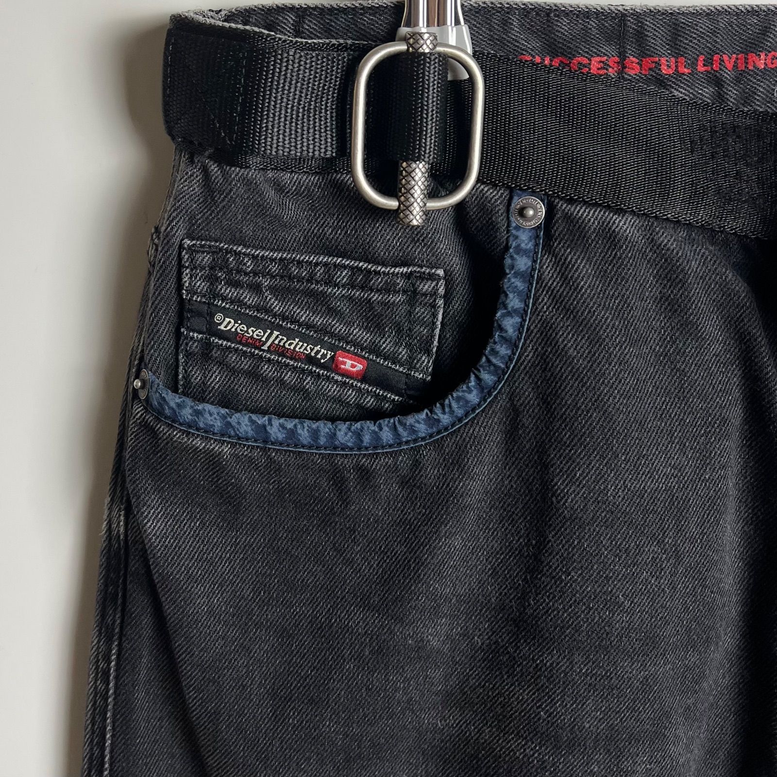 DIESEL 2020 D-VIKER-SP2 black denim jeans w32 ディーゼル 切替