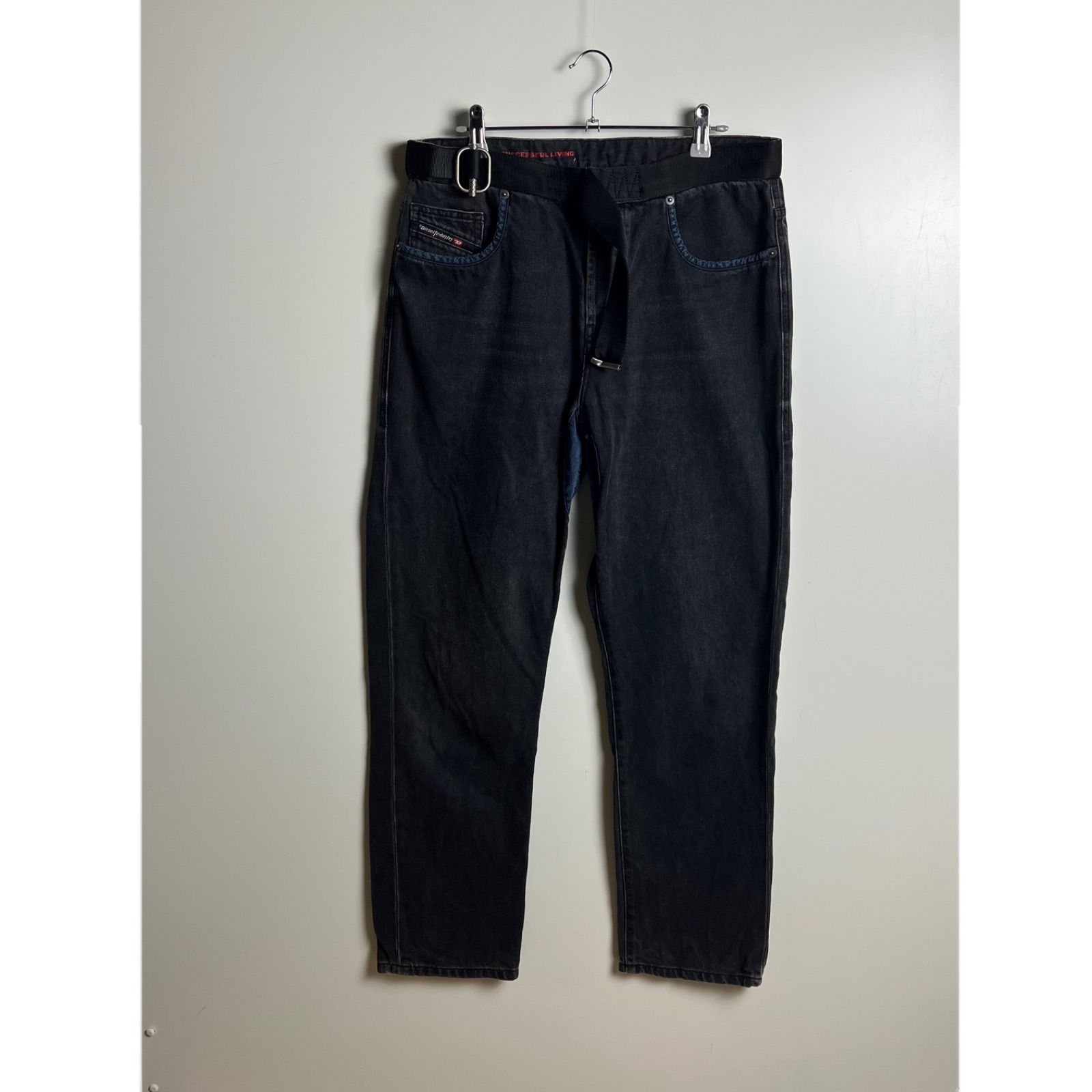 DIESEL 2020 D-VIKER-SP2 black denim jeans w32 ディーゼル 切替