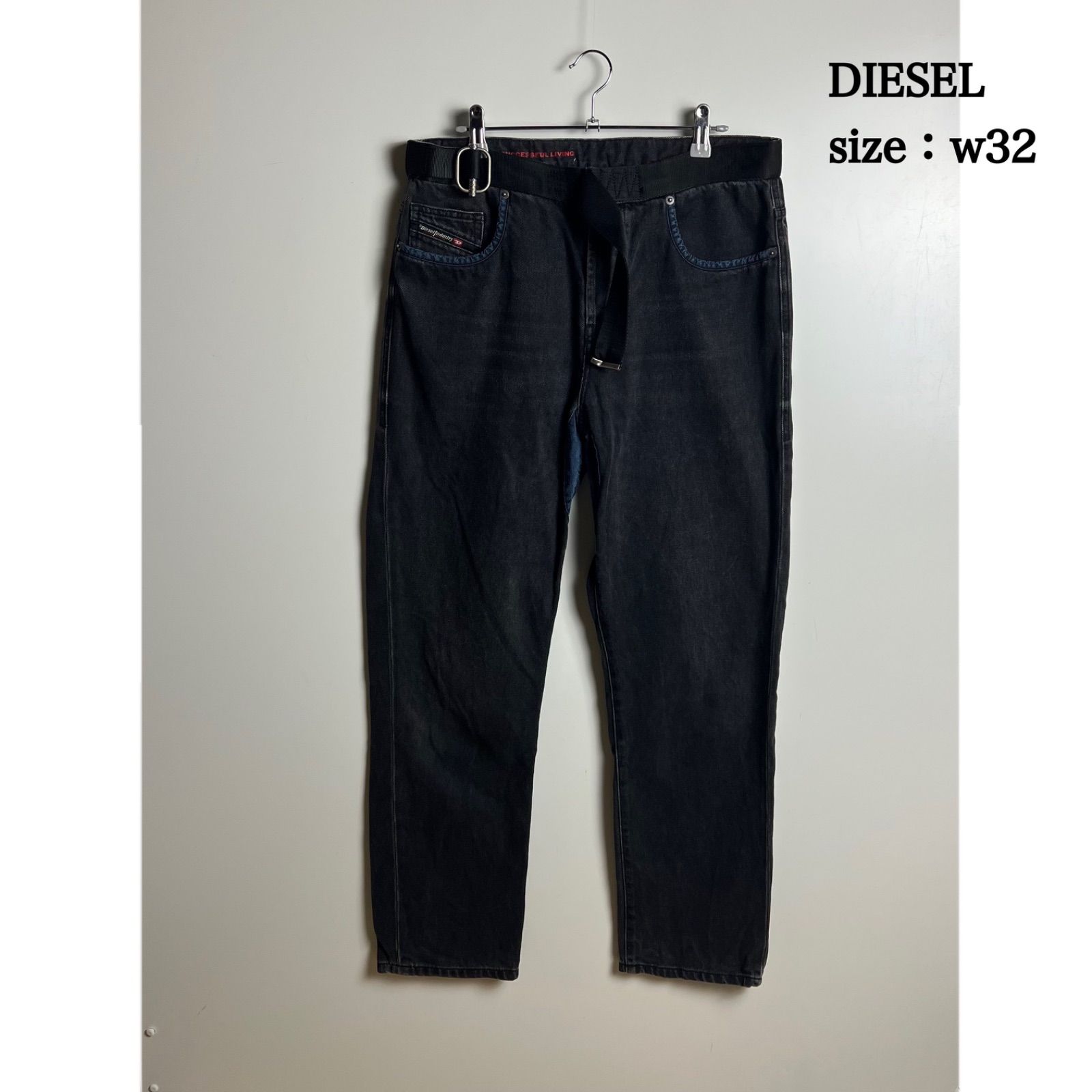 DIESEL 2020 D-VIKER-SP2 black denim jeans w32 ディーゼル 切替