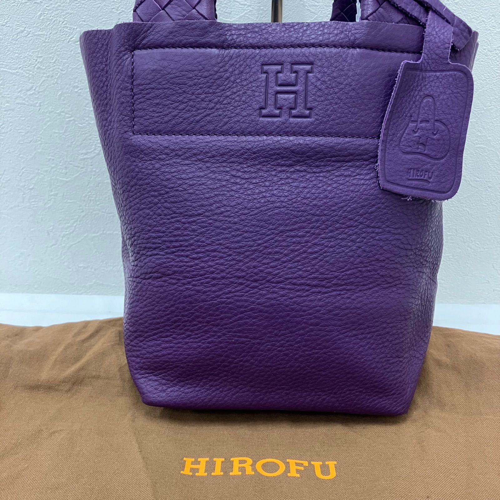 4245 HIROFU ヒロフ ハンドバッグ レザー Hロゴ パープル系 紫 