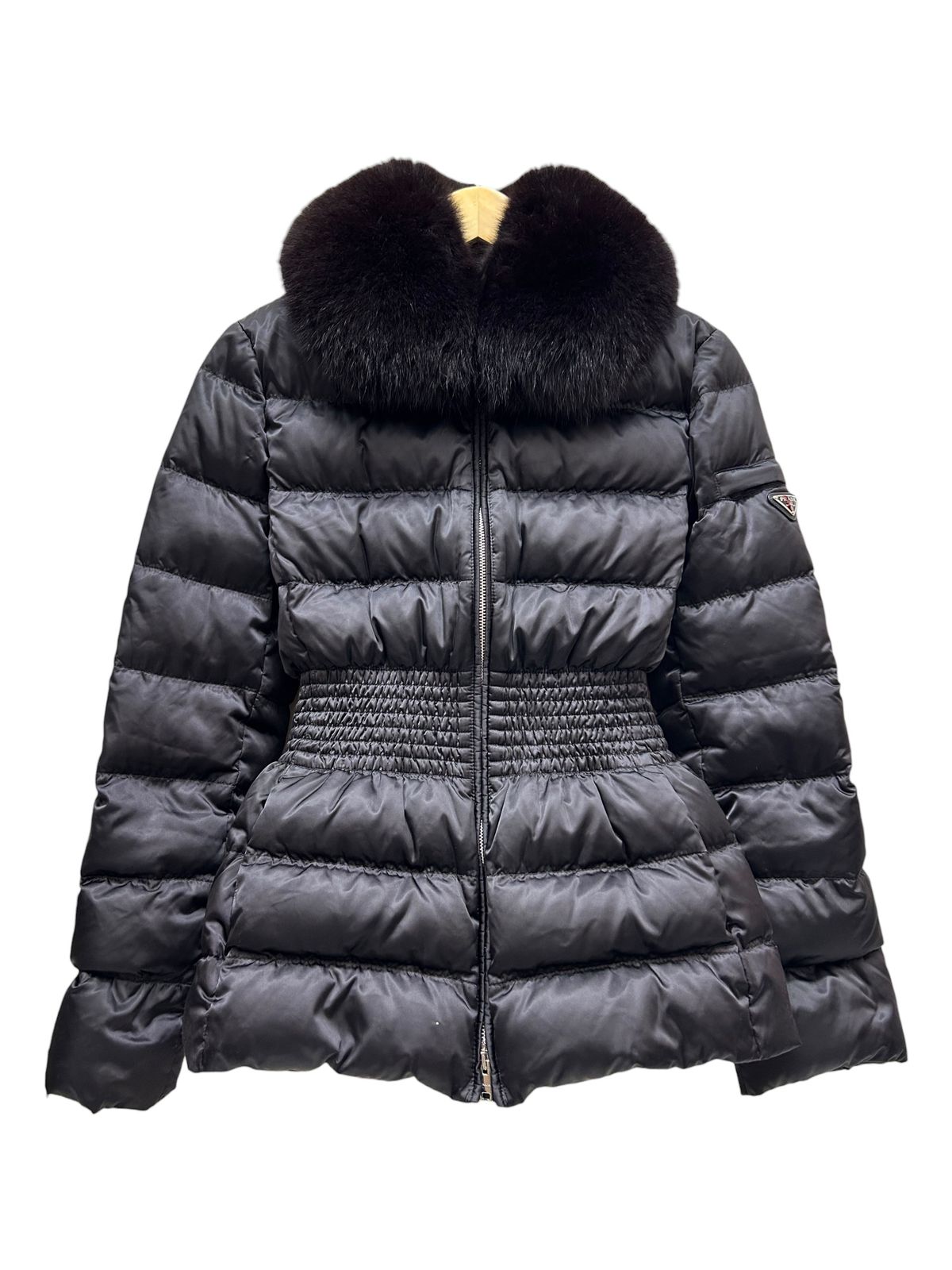 PRADA (プラダ) ファー付きダウンジャケット 29P353 42 ブラック 