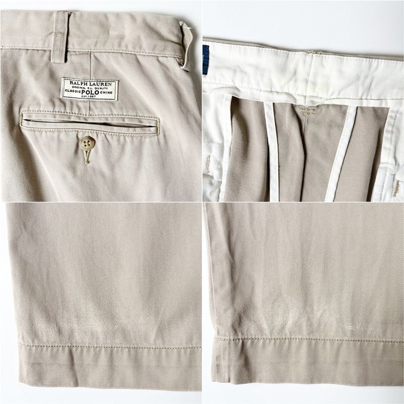 90s POLO RALPH LAUREN 2タック コットン チノ パンツ 35 30 / 90年代