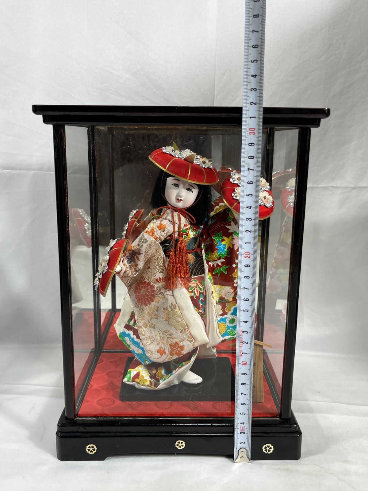 日本人形 花笠 ガラスケース入り 人形 工芸品 工芸 伝統 日本 和