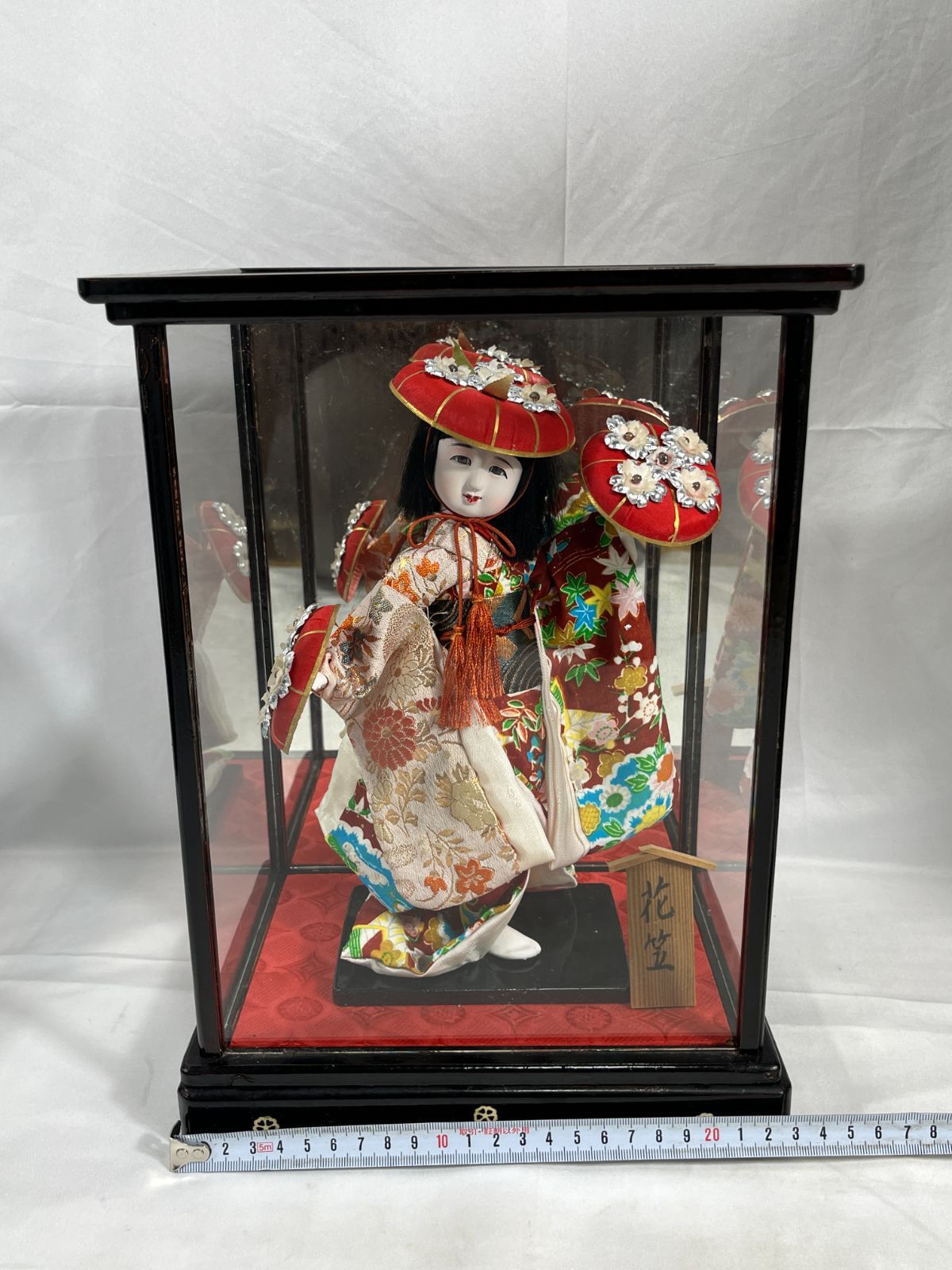 日本人形 花笠 ガラスケース入り 人形 工芸品 工芸 伝統 日本 和