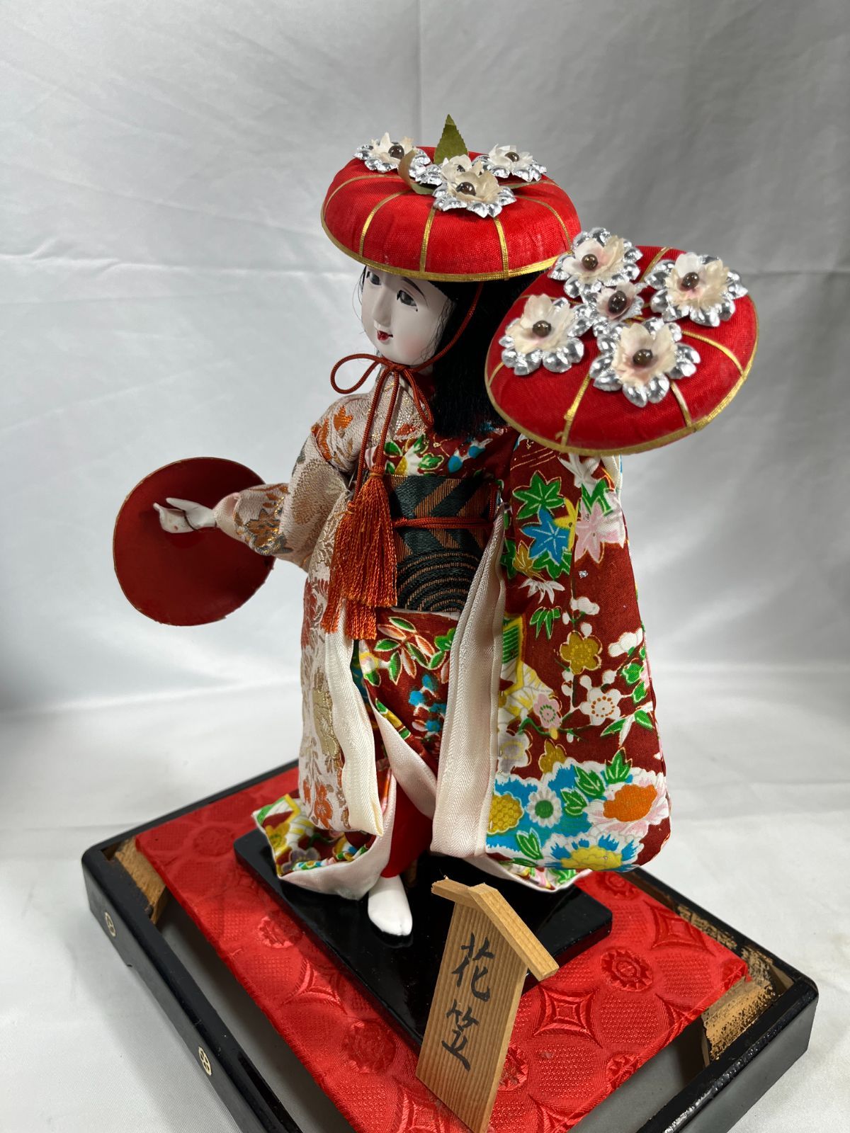日本人形 花笠 ガラスケース入り 人形 工芸品 工芸 伝統 日本 和
