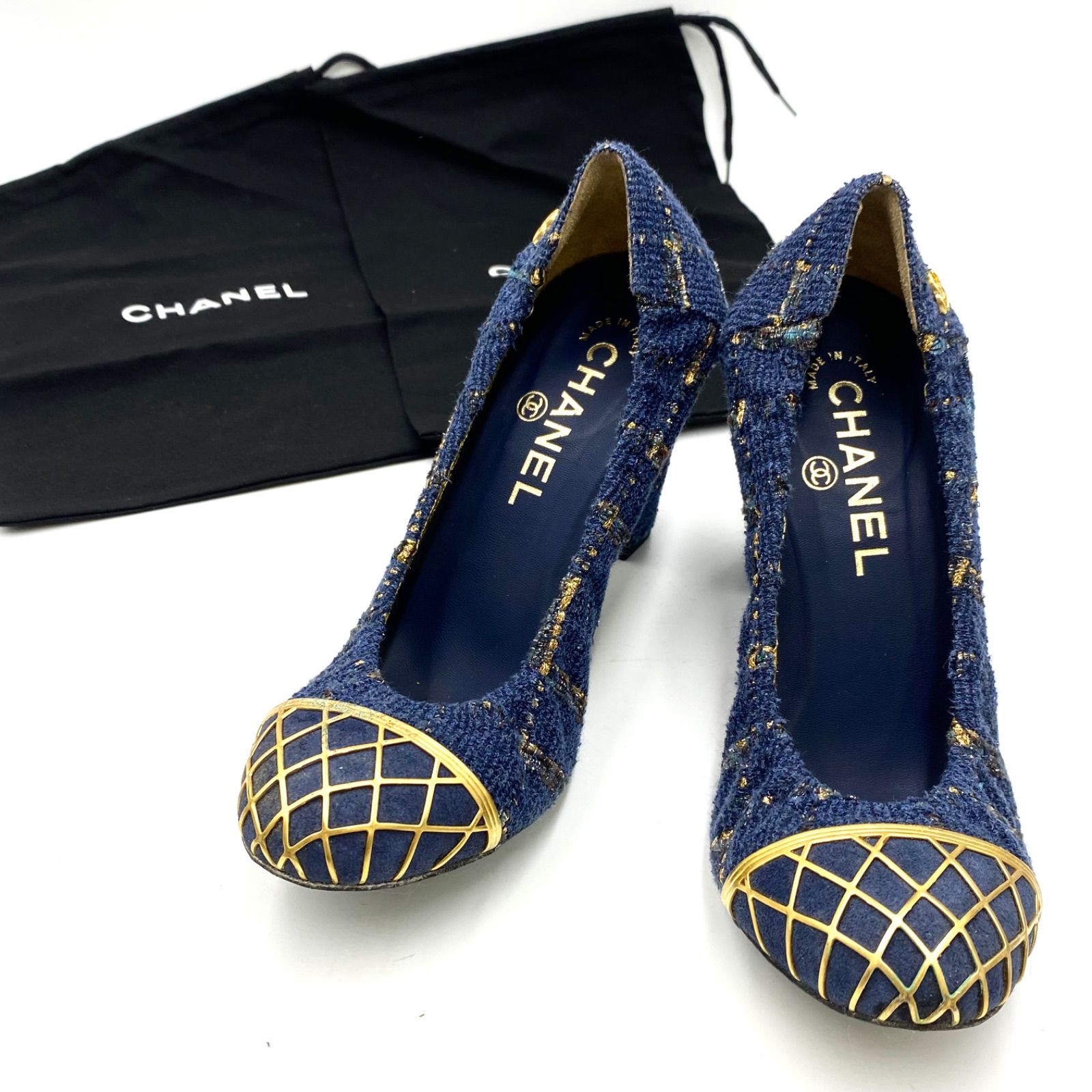 希少！ CHANEL シャネル ツイード ココマーク ハイヒール パンプス