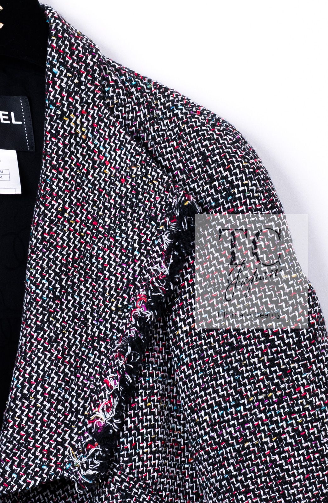 シャネル ジャケット CHANEL ブラック レッド マルチカラー コットン