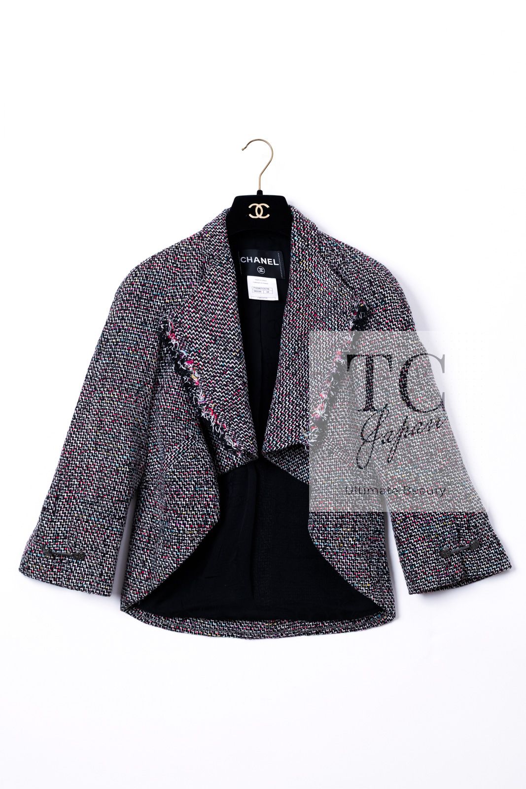 シャネル ジャケット CHANEL ブラック レッド マルチカラー コットン