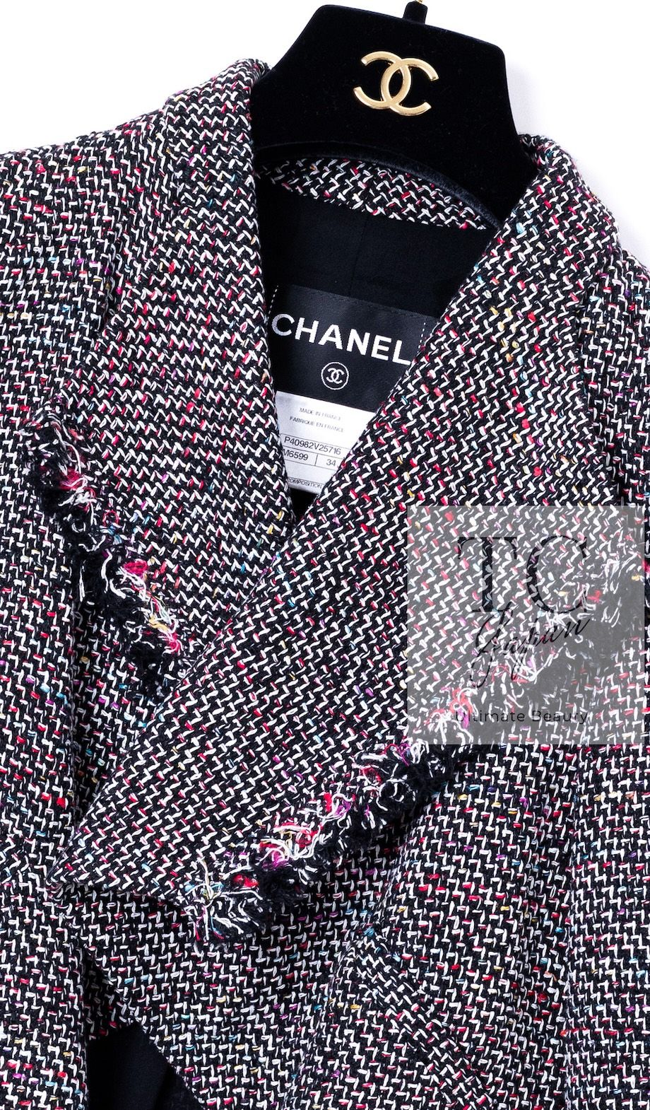 シャネル ジャケット CHANEL ブラック レッド マルチカラー コットン