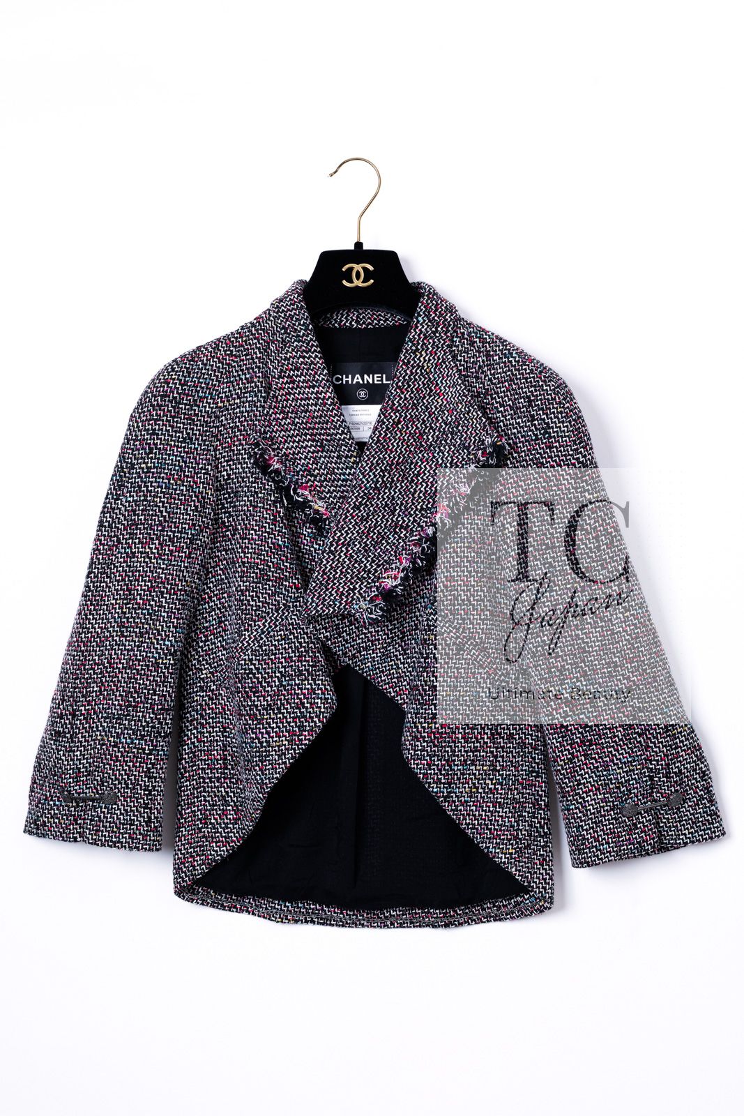 シャネル ジャケット CHANEL ブラック レッド マルチカラー コットン