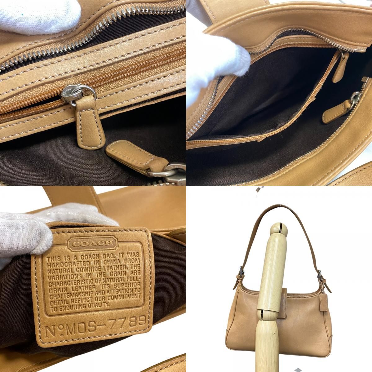 COACH コーチ 7789 ポーチ レザー ハンド ショルダーバッグ ベージュ 