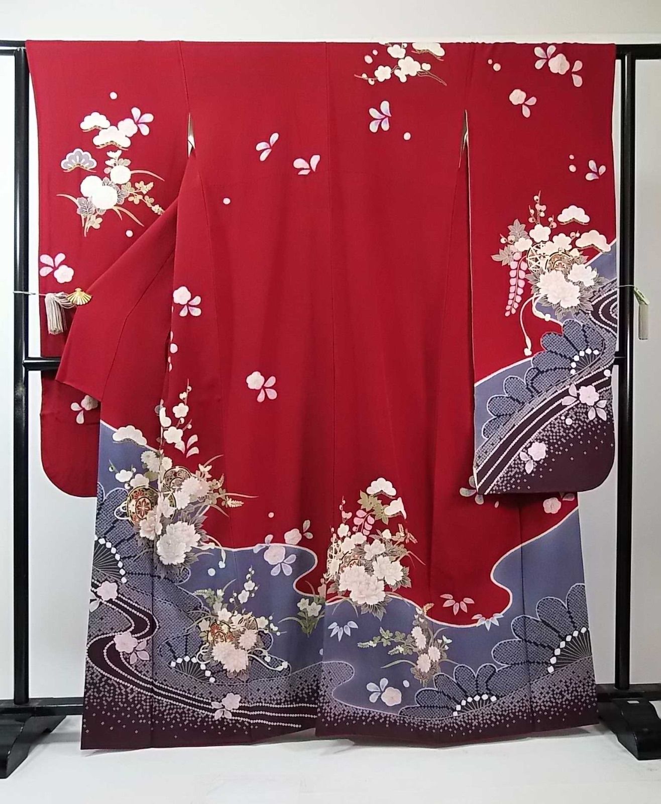 花鼓に映る水面の雅 やまと誂え 縮緬 振袖 長襦袢セット 正絹 ガード 