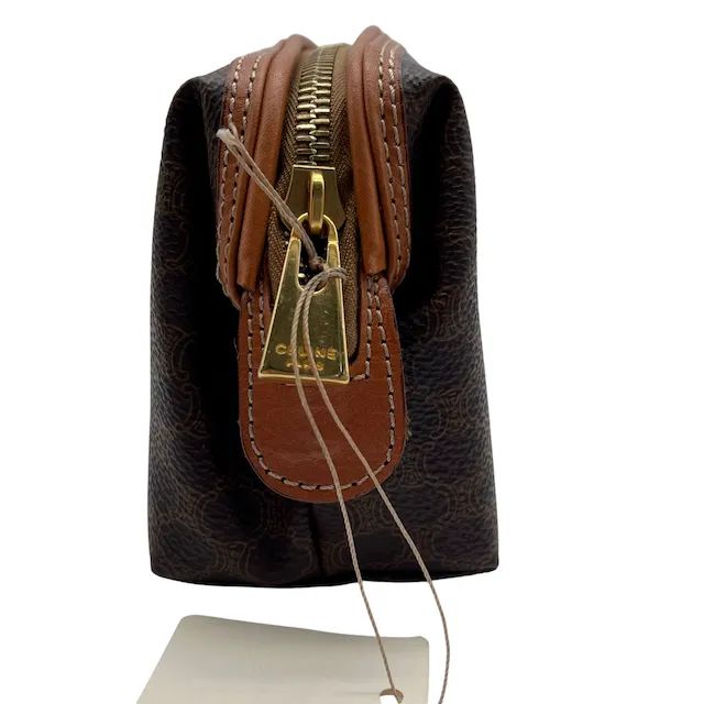 極美品　CELINE セリーヌ マカダム ポーチ ブラウン 極美品 CELINE セリーヌ ロゴ マカダム 総柄 ポーチ 小物 レザー