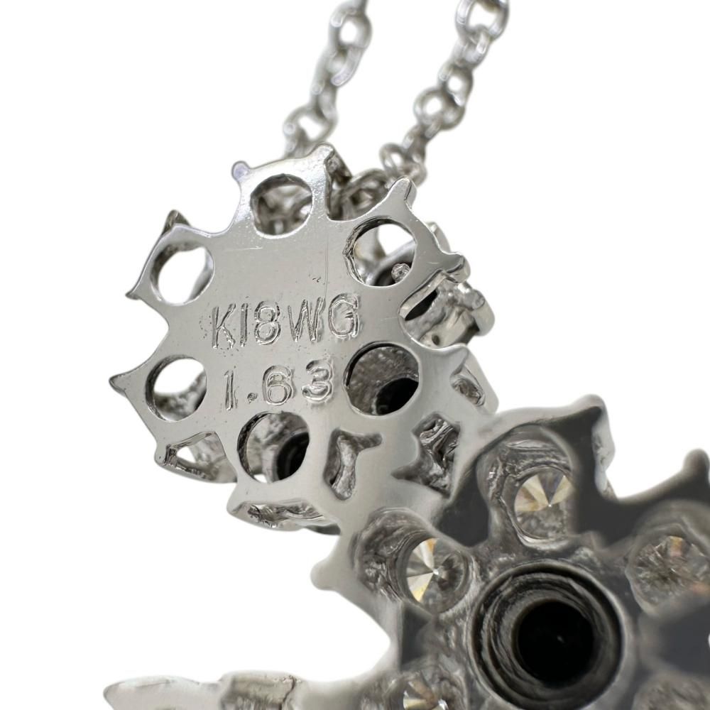 フラワーモチーフ ダイヤモンド(ブラックダイヤ込) 1.63ct ネックレス