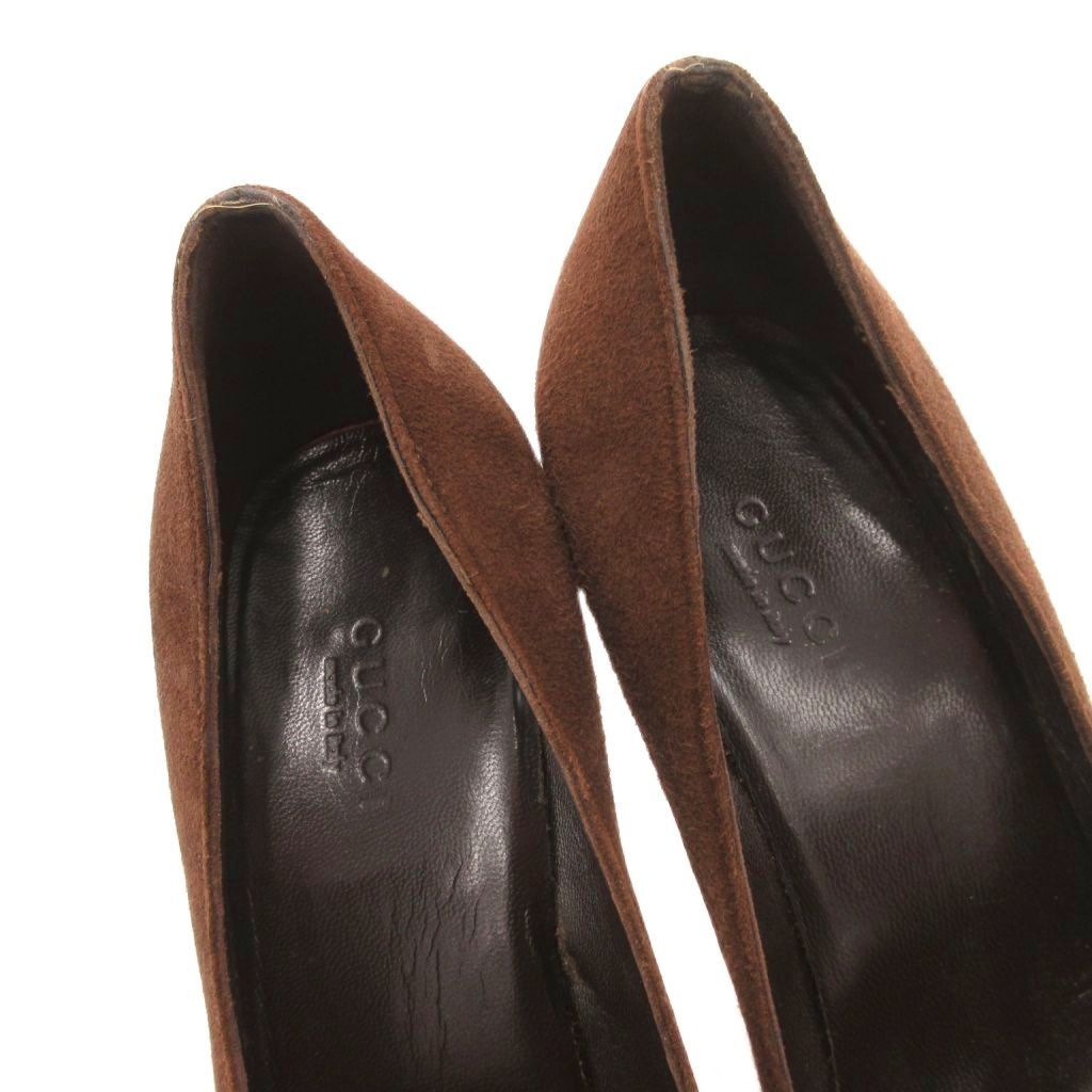 グッチ GUCCI パンプス ハイ バンブーヒール スエードレザー 35.5 茶